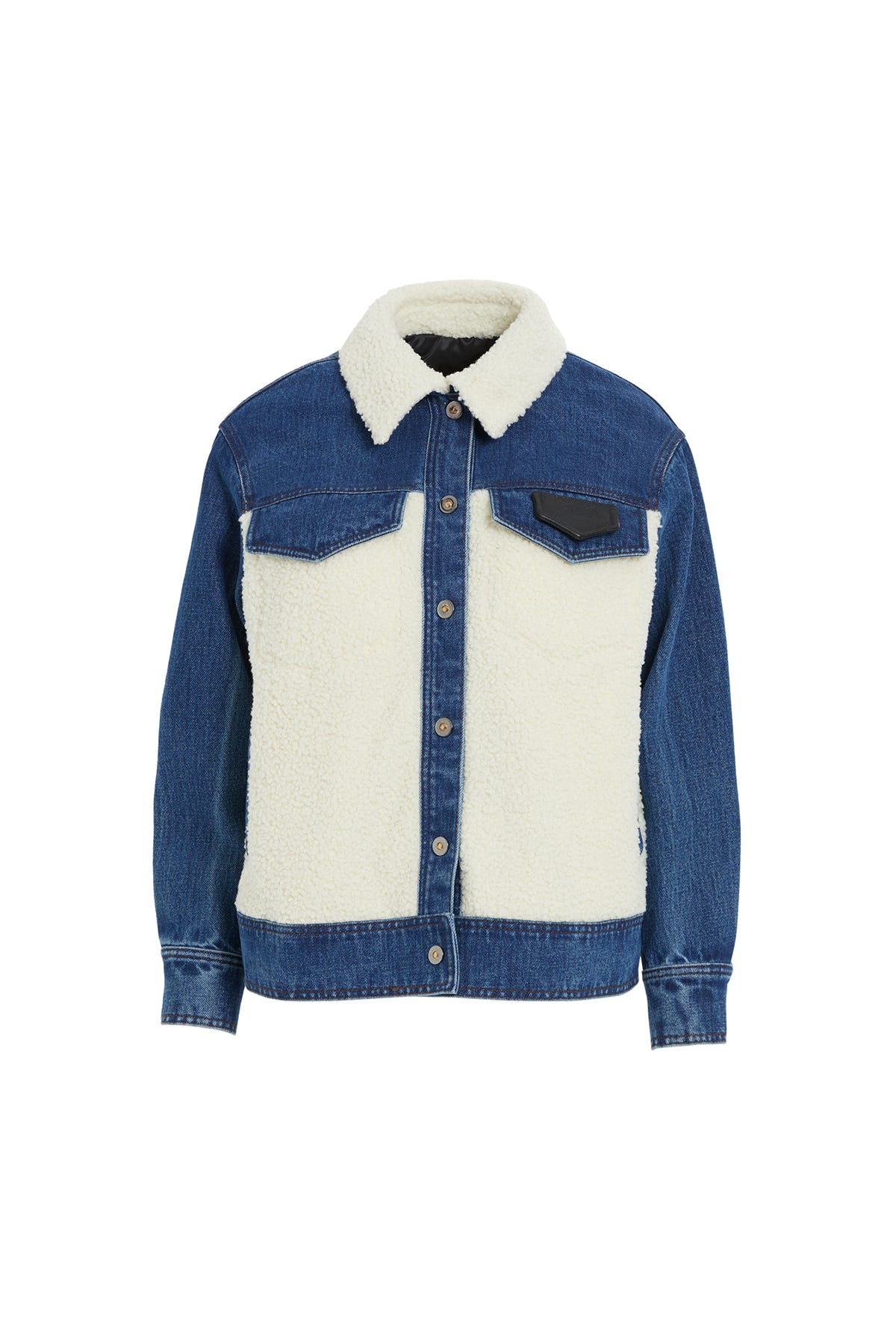 Peluş Detaylı Lacivert Denim Ceket