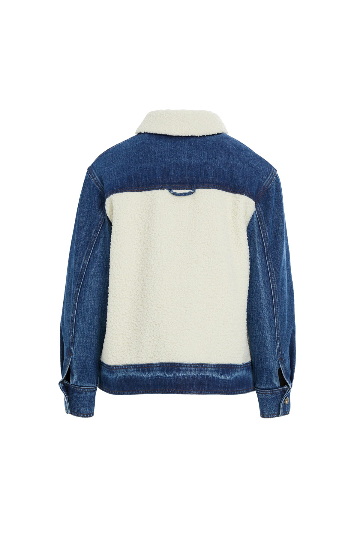 Peluş Detaylı Lacivert Denim Ceket