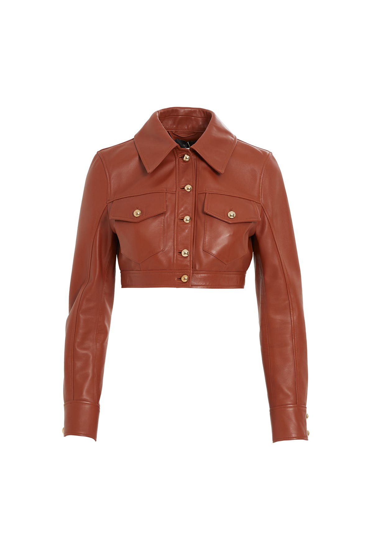 Düğme Detaylı Kısa Deri Ceket