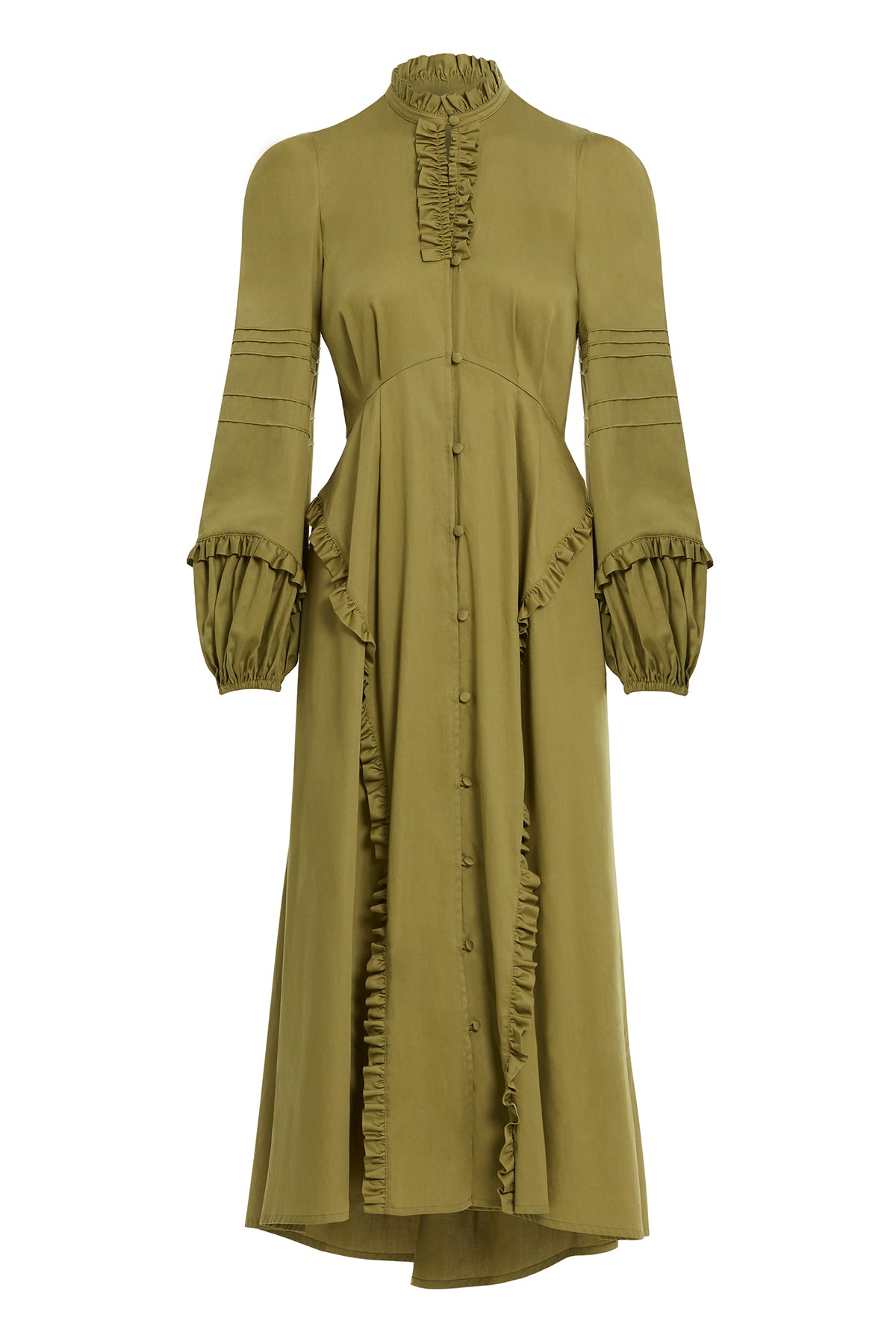 Fırfır Yakalı  Maxi Astarsız Elbise