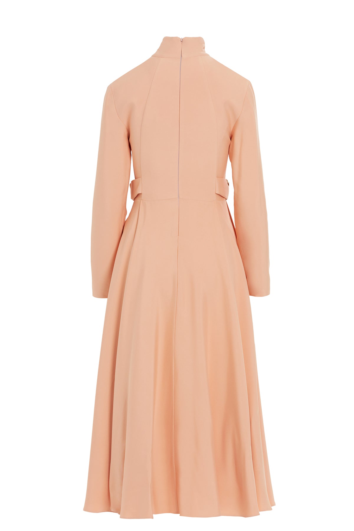 Dik Yaka Uzun Kollu Midi Elbise