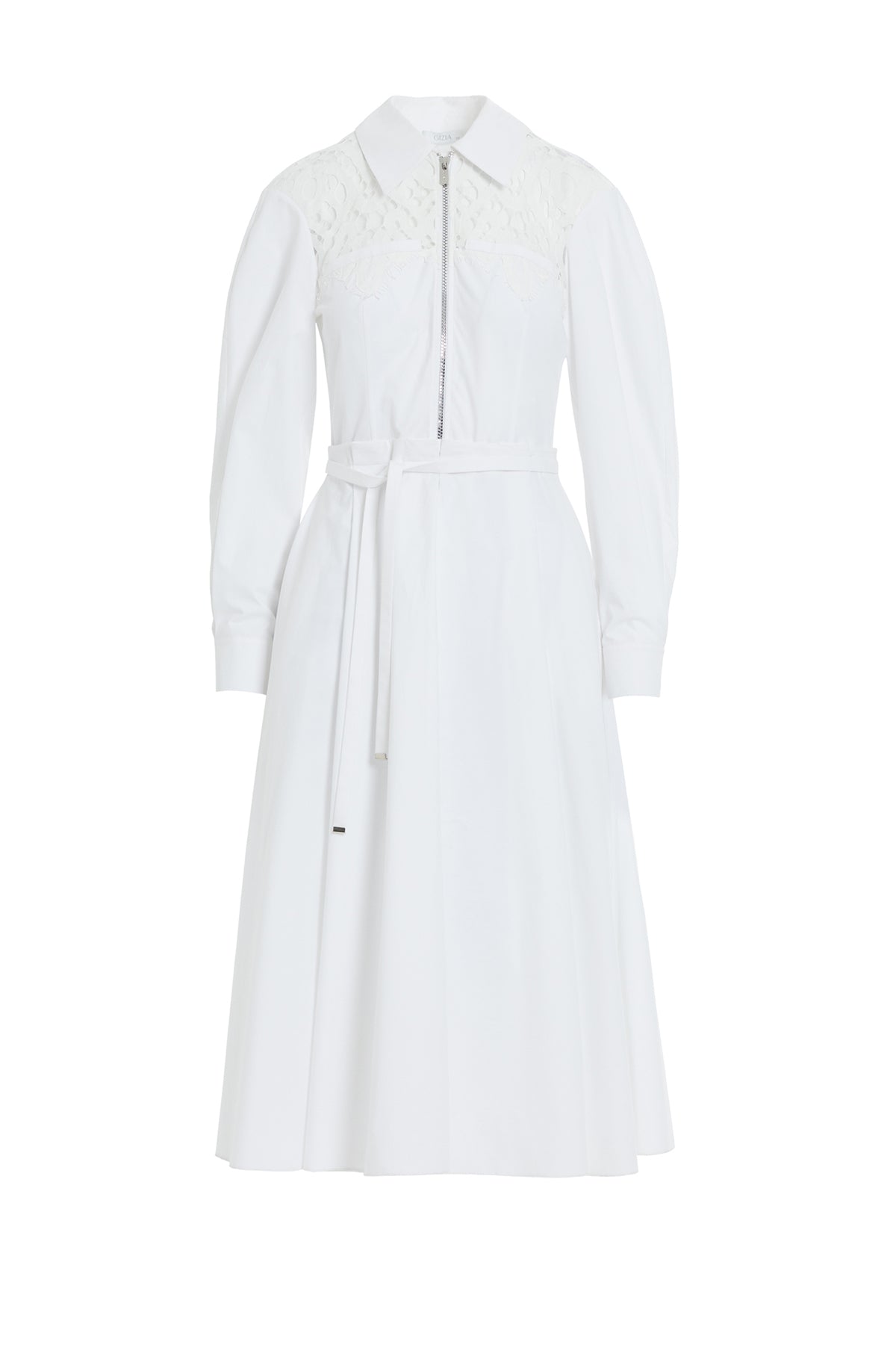 Gömlek Yaka Fermuarlı Midi Elbise