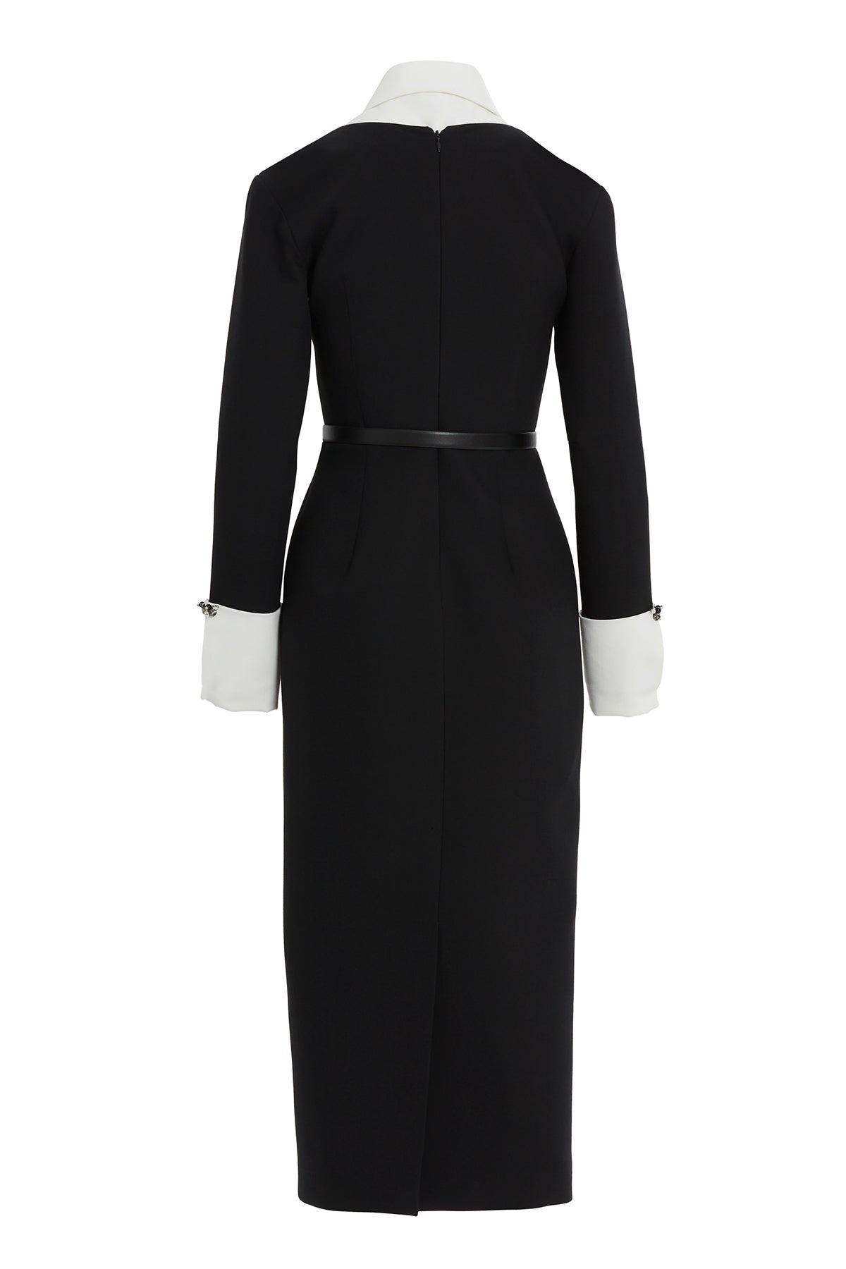 Kontrast Renkli Kemerli Midi Elbise