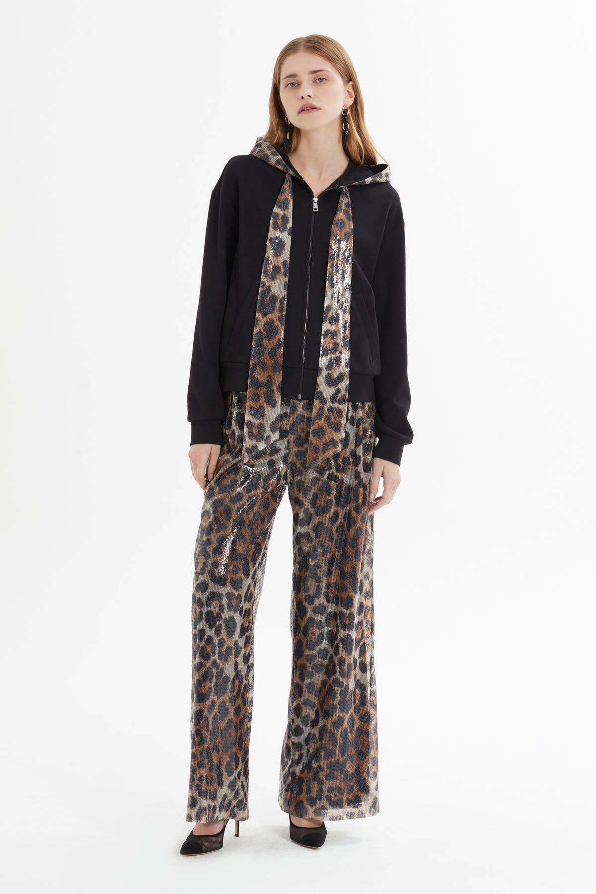 Leopar Desenli Hırka Pantolon Takım