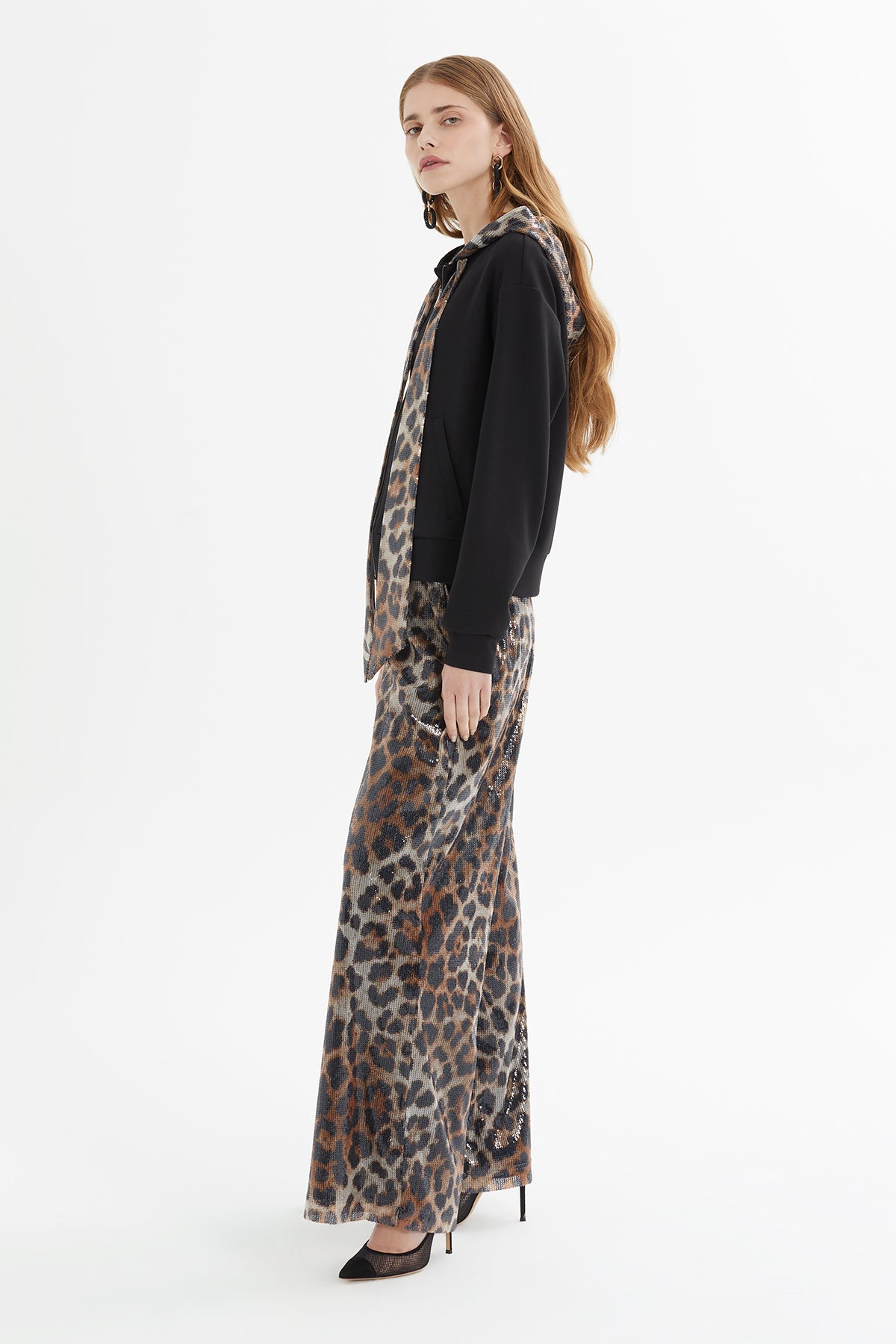 Leopar Desenli Hırka Pantolon Takım