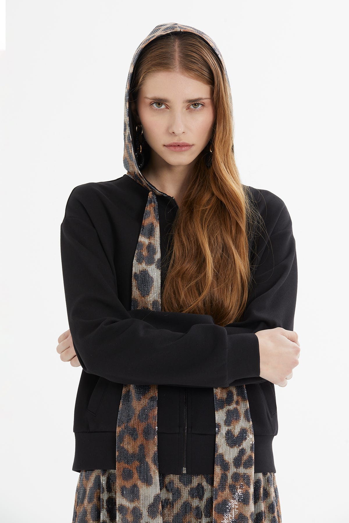 Leopar Desenli Hırka Pantolon Takım