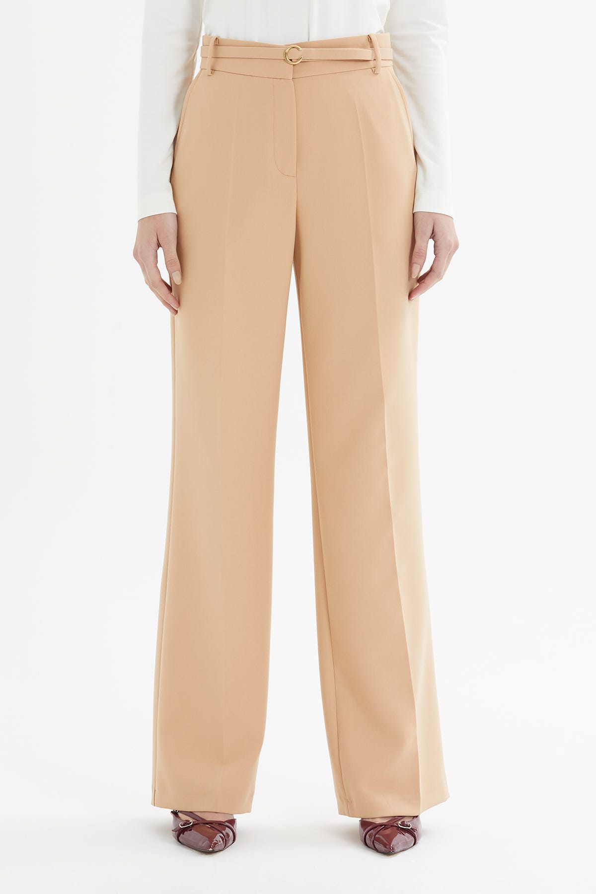 Kancalı Seyyar Kemerli Palazzo Pantolon