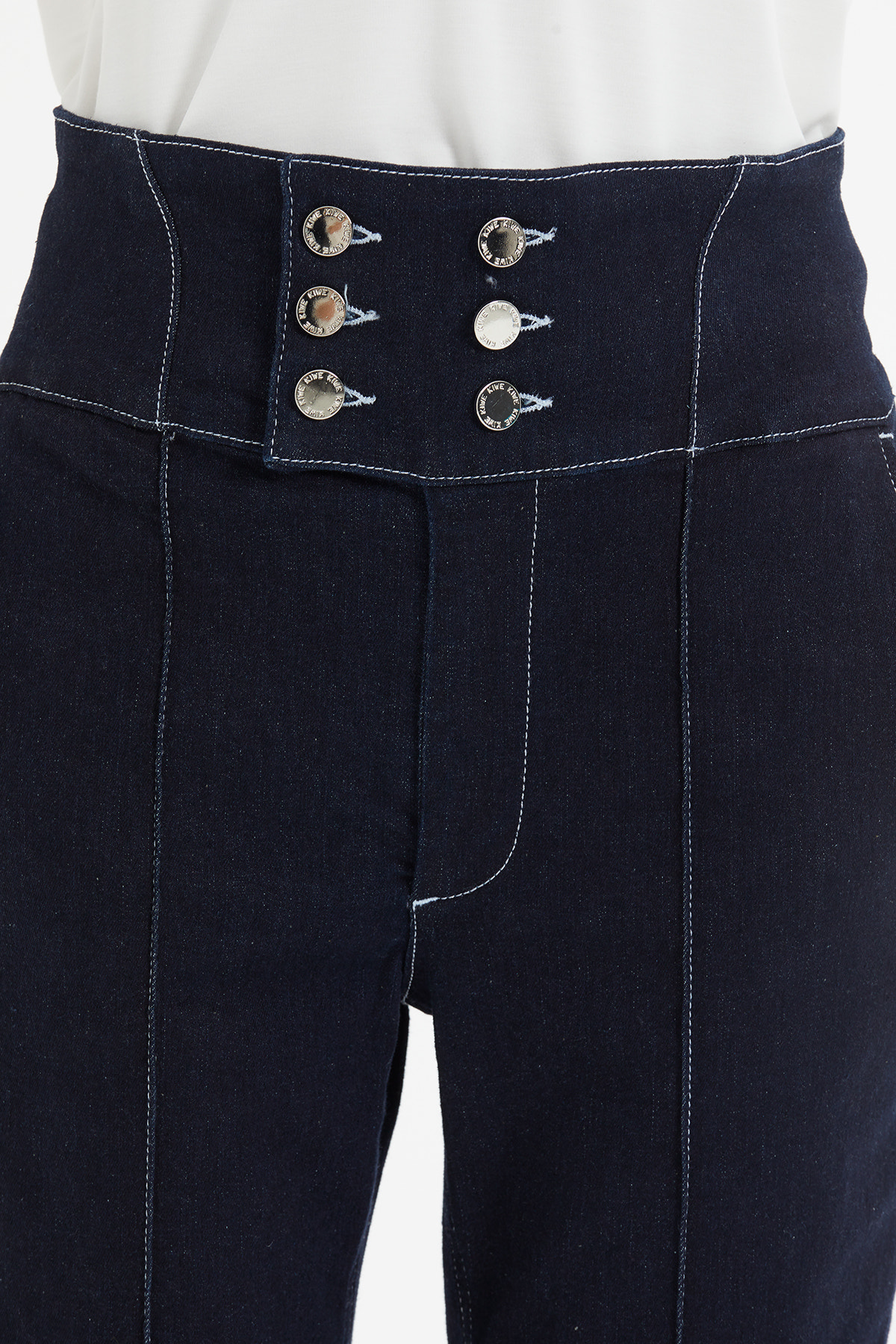 Kruvaze Kapama Kontrast Dikiş Denim