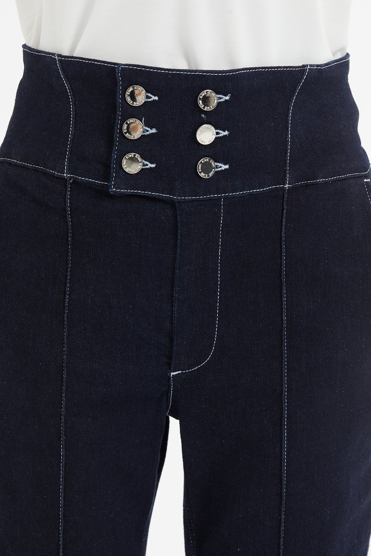 Kruvaze Kapama Kontrast Dikiş Denim