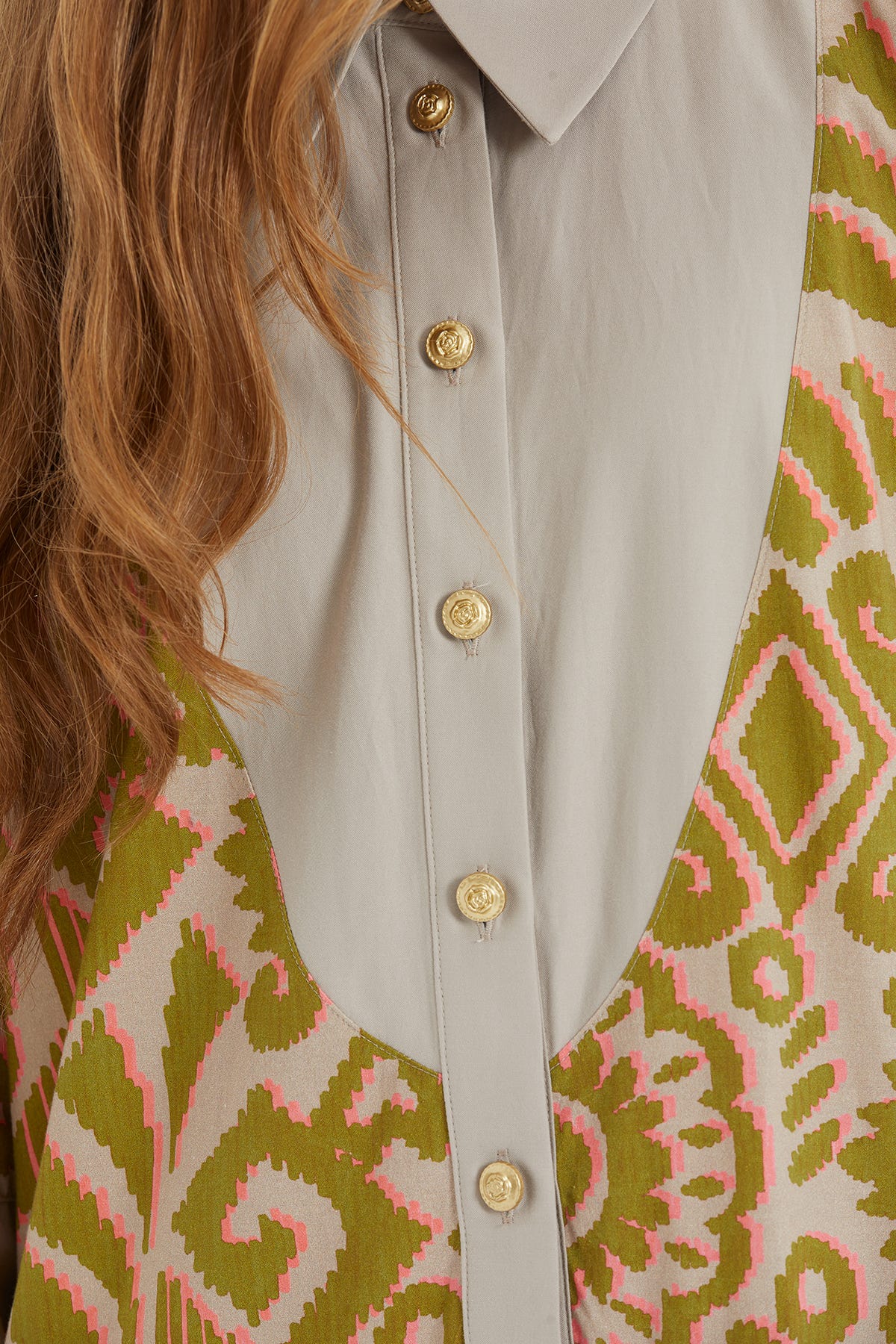 Etnik Desenli Volanlı Uzun Elbise