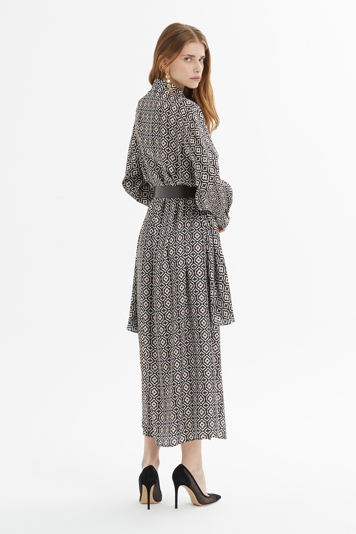 Aller Parçalı Desenli Maxi Elbise