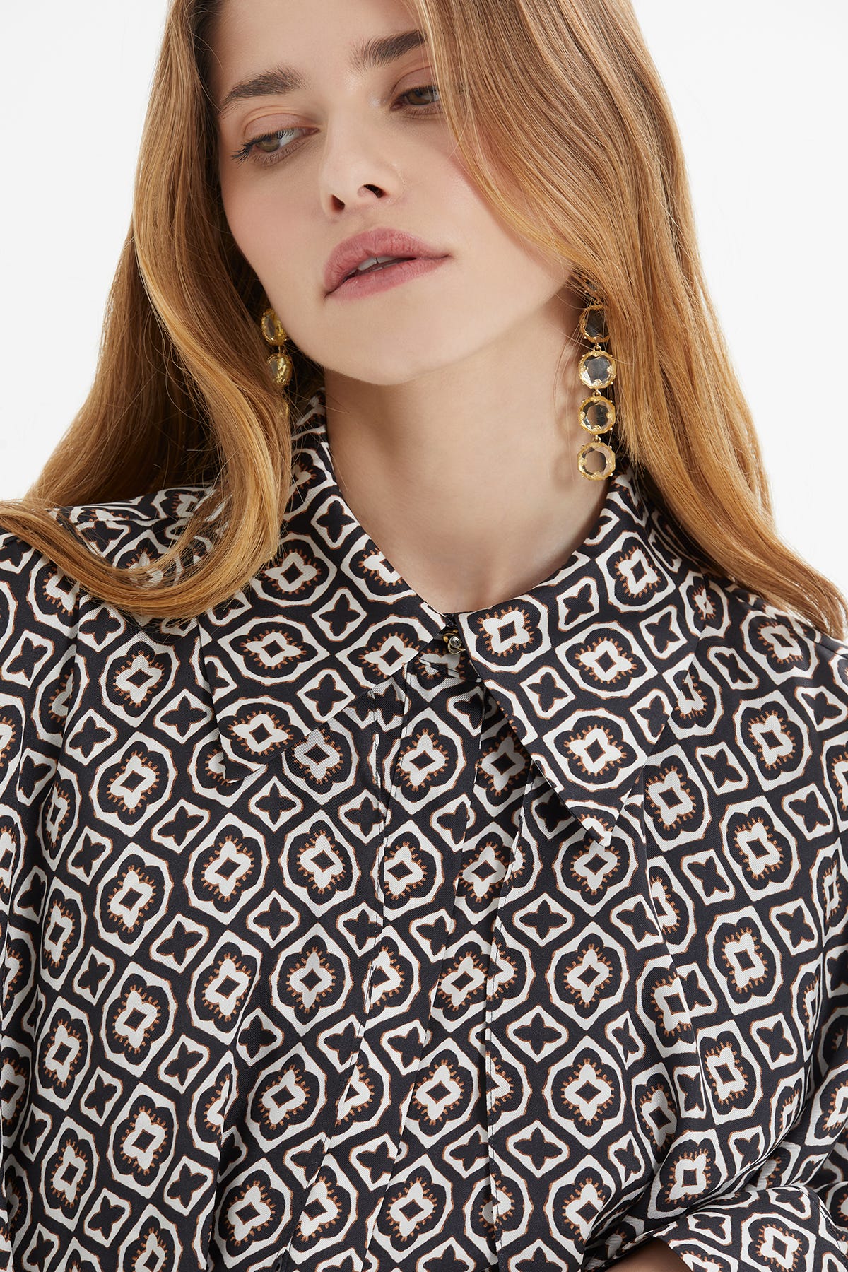 Aller Parçalı Desenli Maxi Elbise