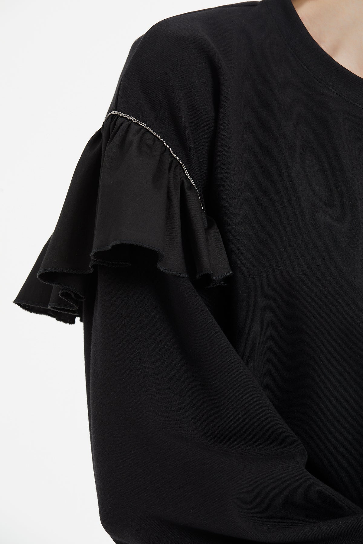 Volan Detaylı Uzun Elbise