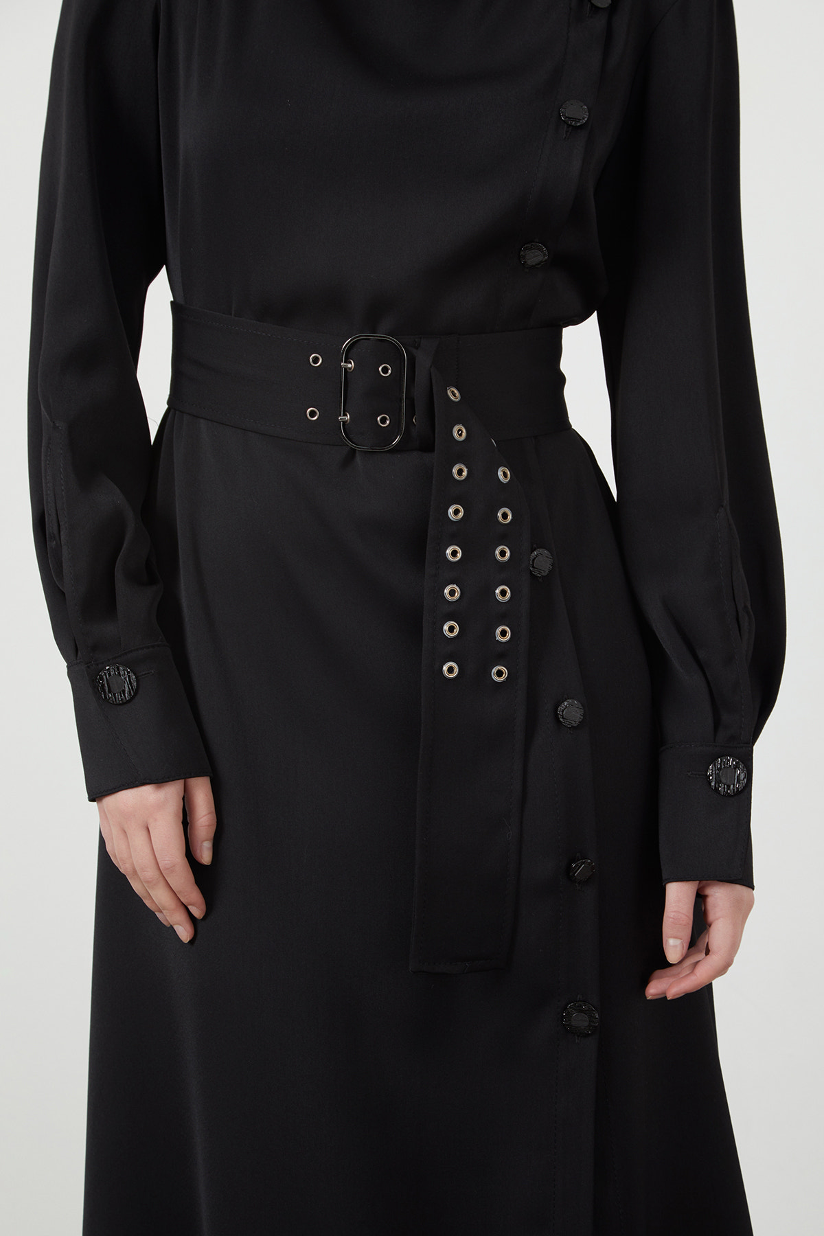 Kuşaklı Asimetrik Maxi Elbise