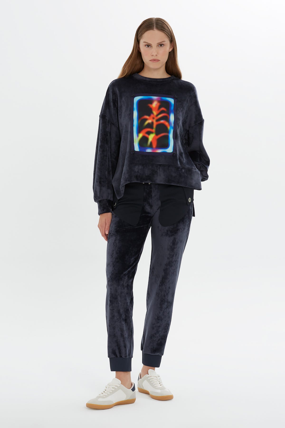 Termal Baskılı Kadife Sweatshirt