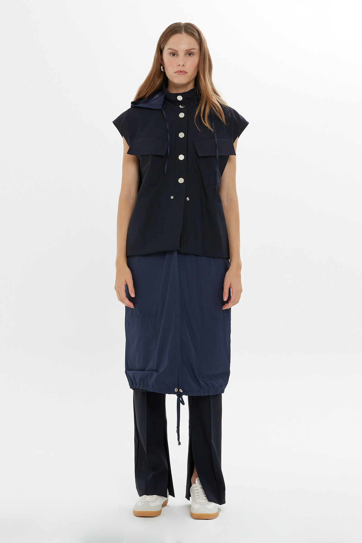 Kapüşonlu Uzun Yelek