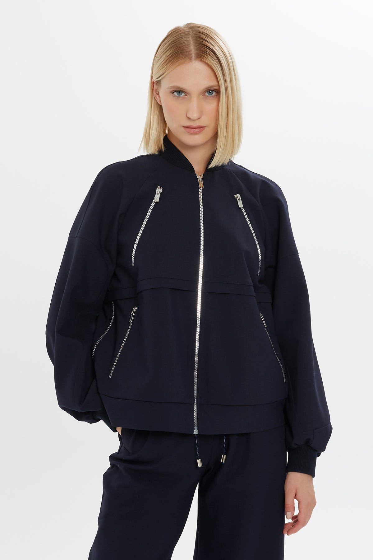 Fermuar Detaylı Bomber Eşofman Üstü