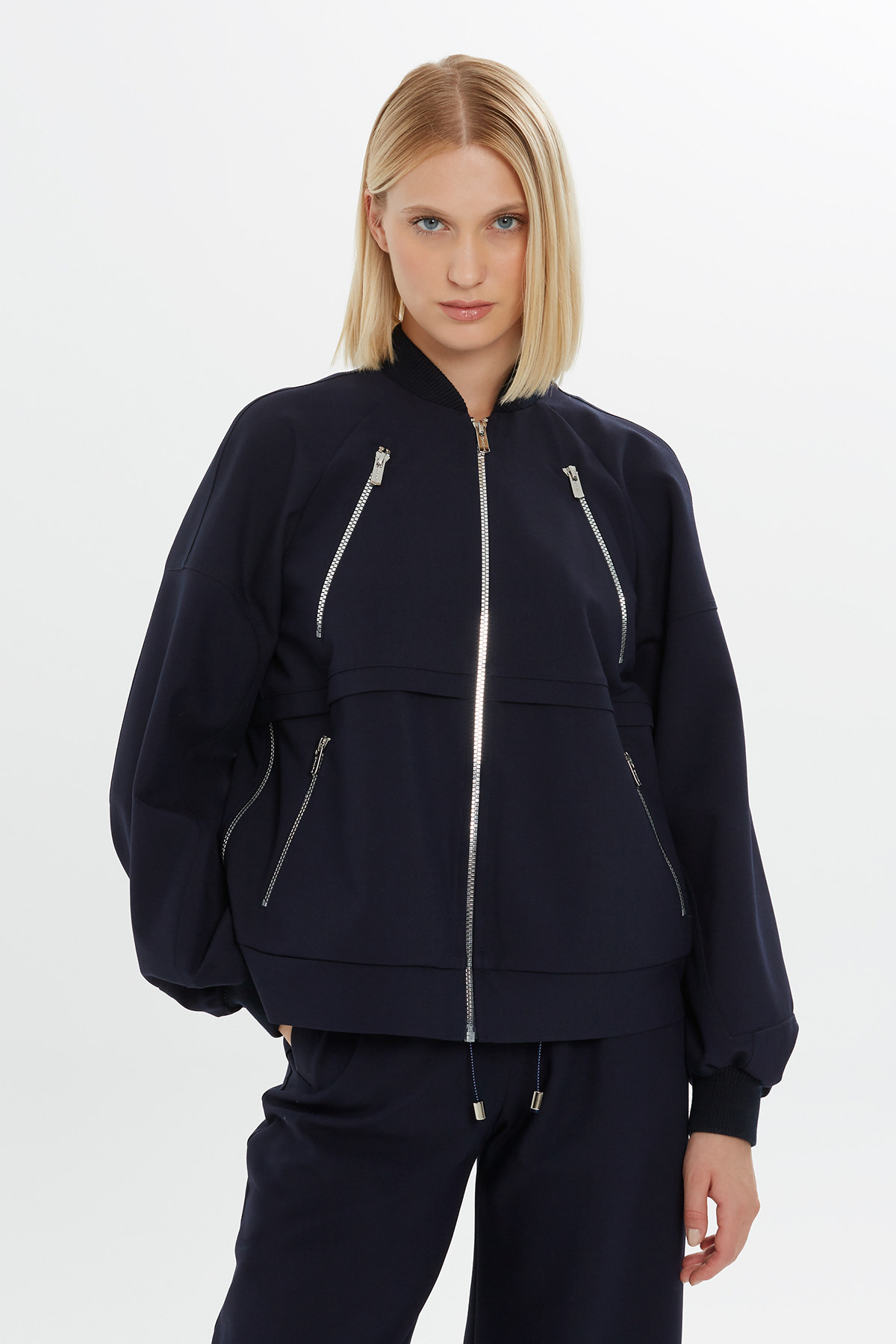 Fermuar Detaylı Bomber Eşofman Üstü