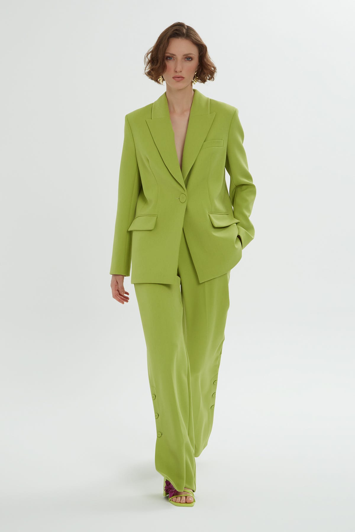 Sırtı Düğme Detaylı Cepli Rahat Kesim Takım