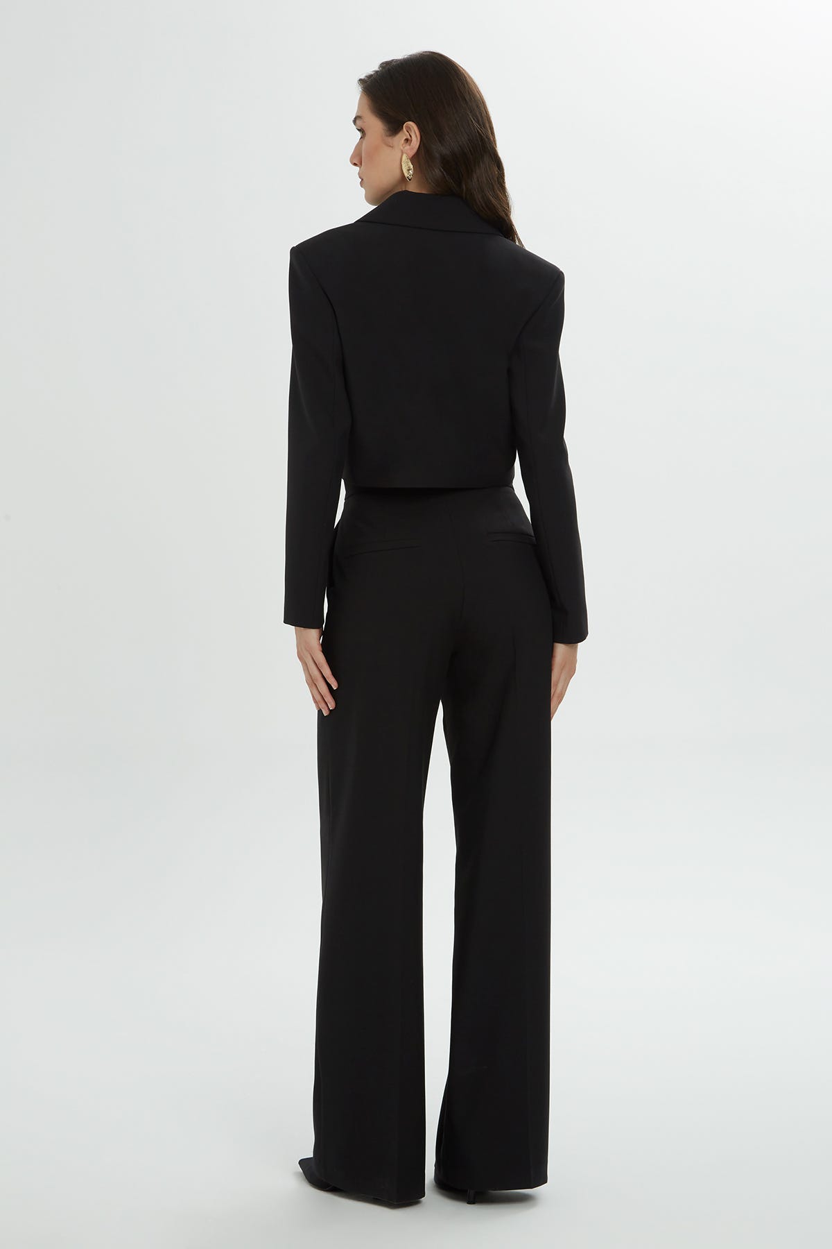 Crop Ceketli Pantolonlu Takım