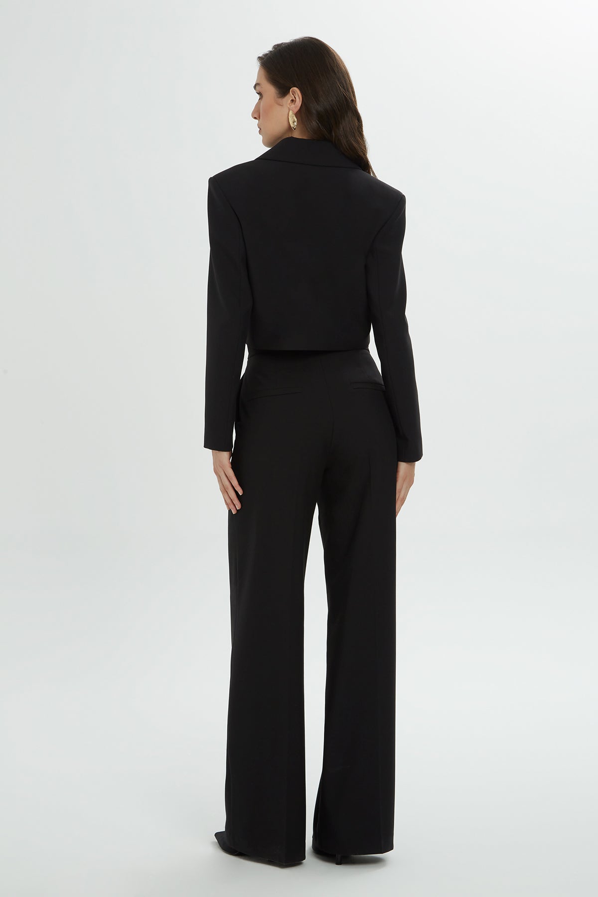 Crop Ceketli Pantolonlu Takım