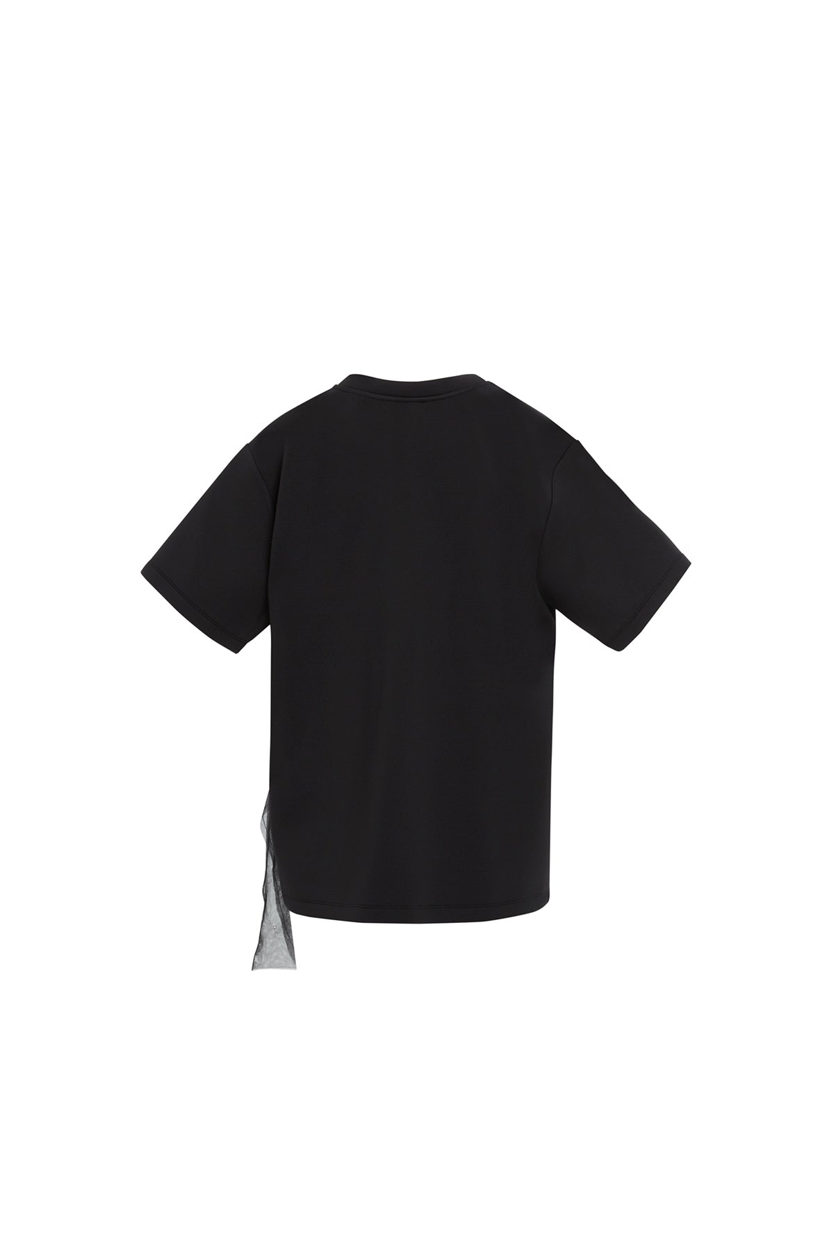 Tül Ve Boncuk Detaylı Siyah T-shirt