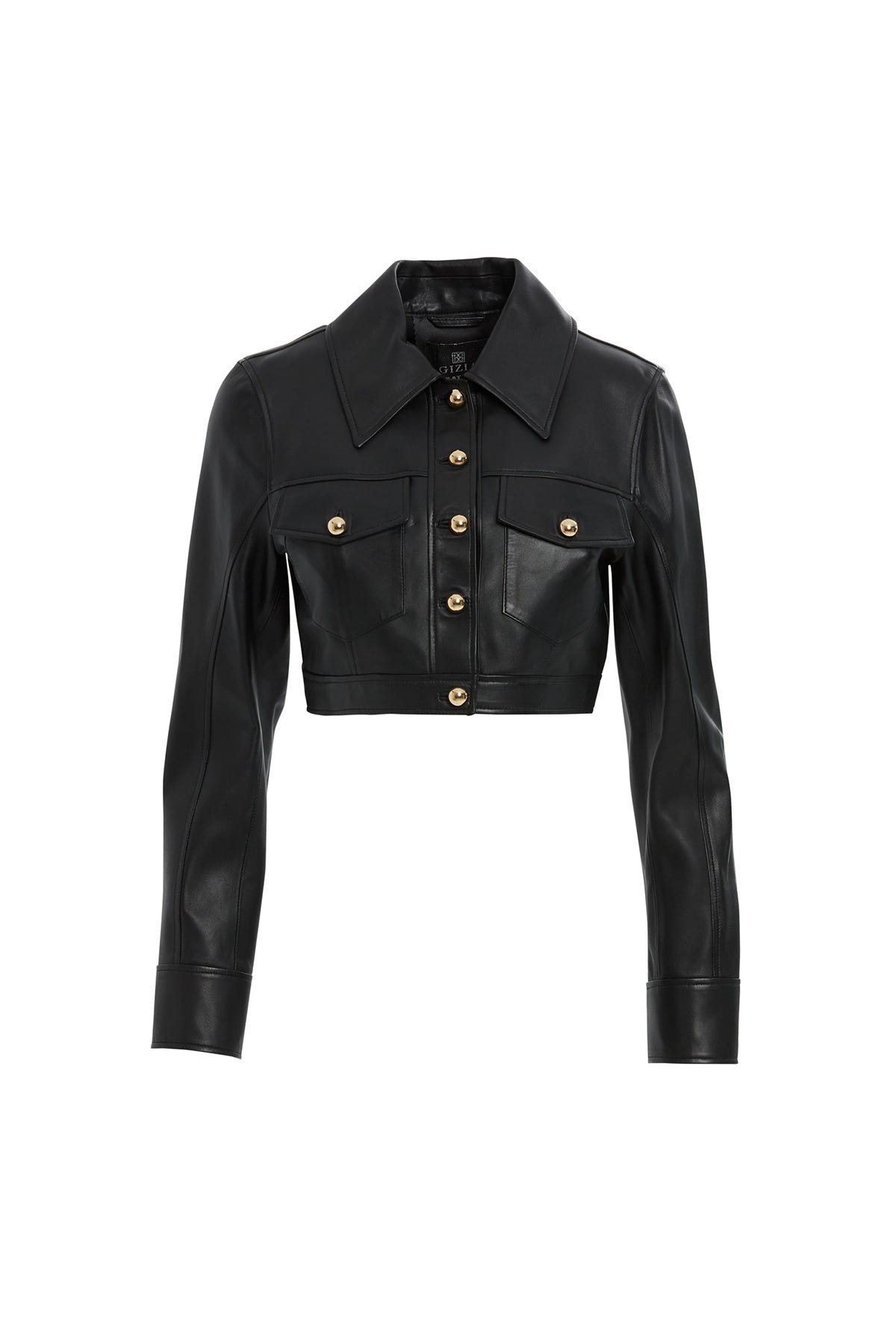 Düğme Detaylı Kısa Deri Ceket