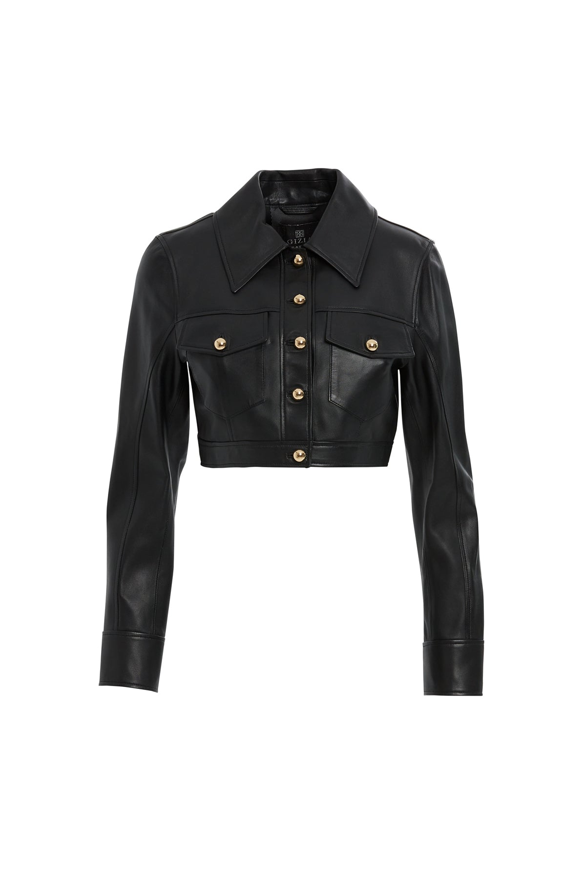 Düğme Detaylı Kısa Deri Ceket