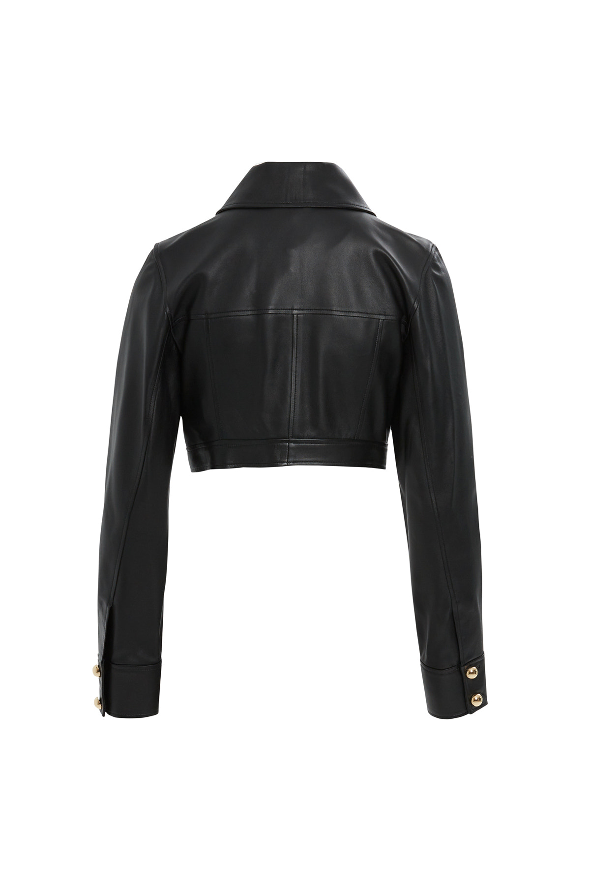 Düğme Detaylı Kısa Deri Ceket