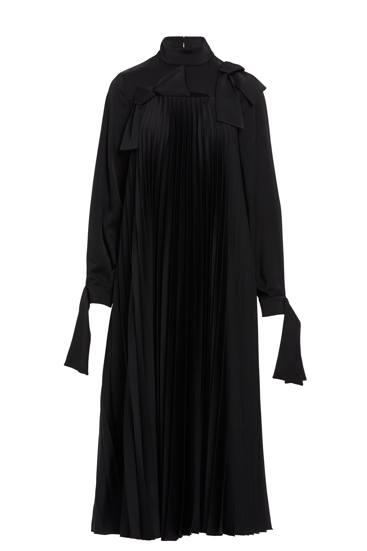 Piliseli Fiyonk Detaylı Uzun Kollu Maxi Elbise