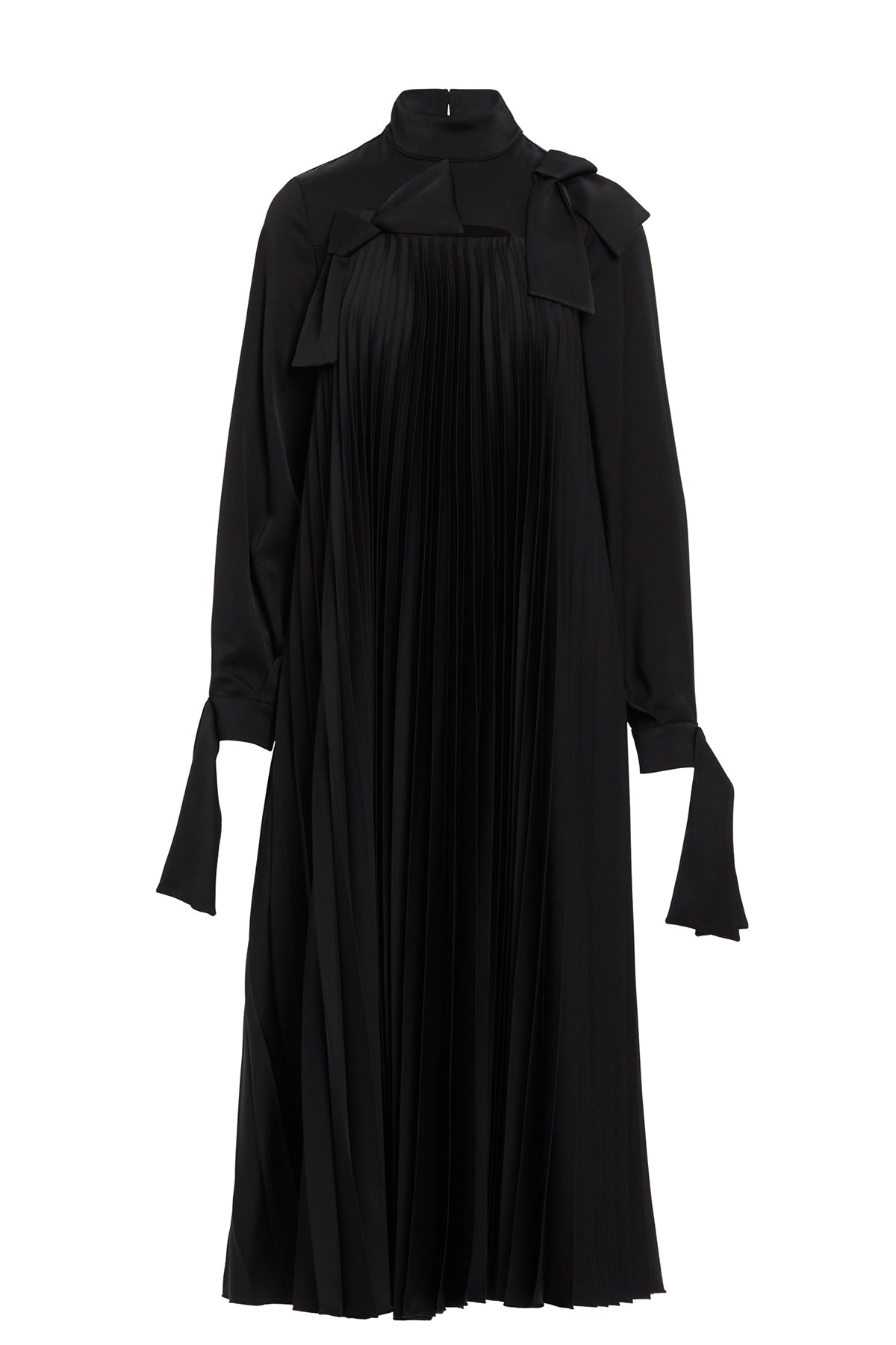 Piliseli Fiyonk Detaylı Uzun Kollu Maxi Elbise