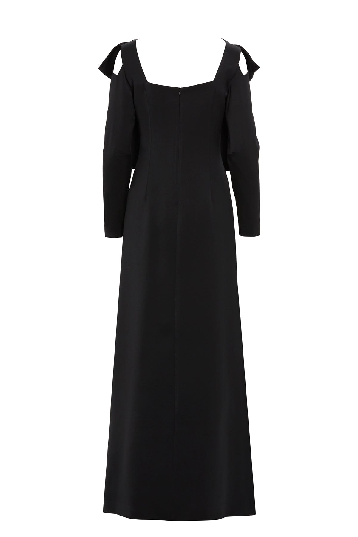 Omuz Üstü Fiyonk Detaylı Astarlı Uzun Elbise