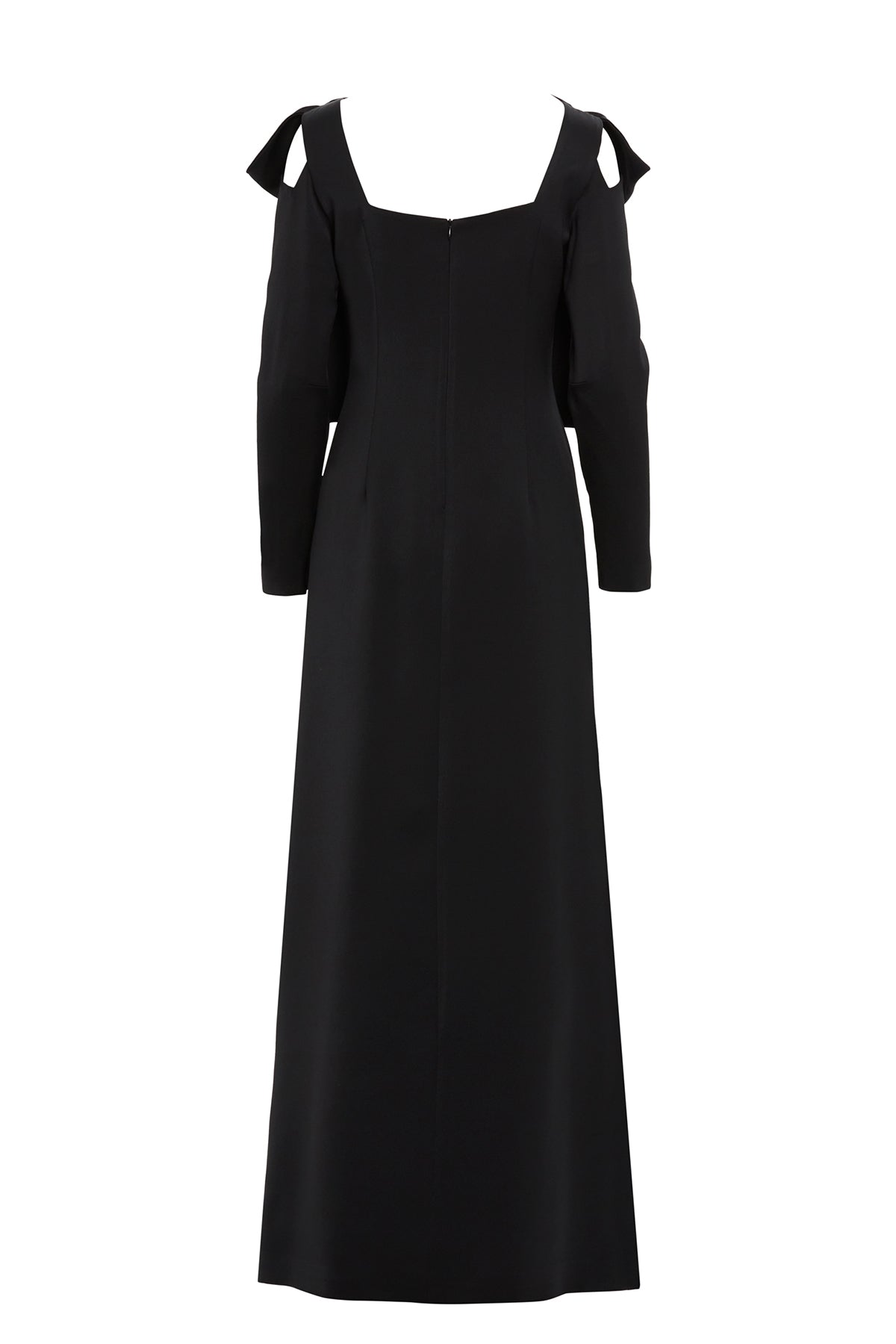 Omuz Üstü Fiyonk Detaylı Astarlı Uzun Elbise