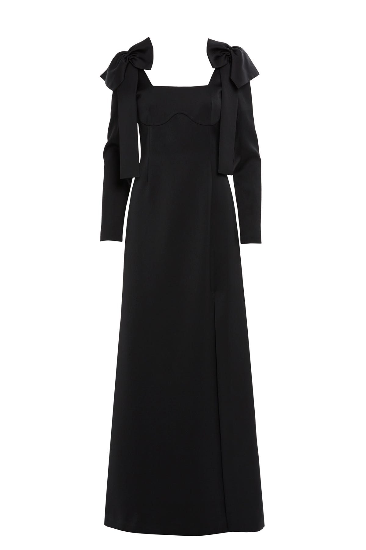 Omuz Üstü Fiyonk Detaylı Astarlı Uzun Elbise