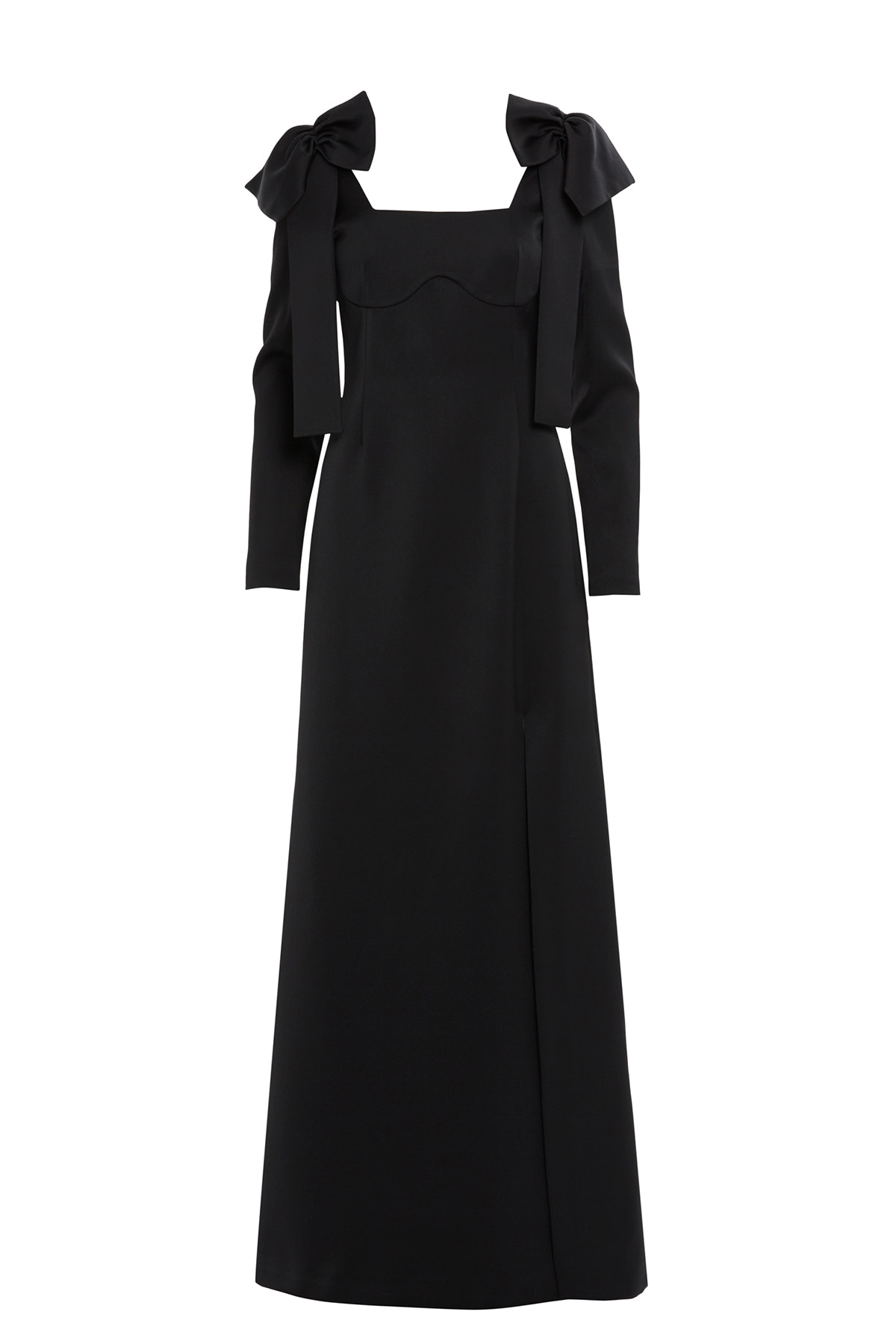 Omuz Üstü Fiyonk Detaylı Astarlı Uzun Elbise