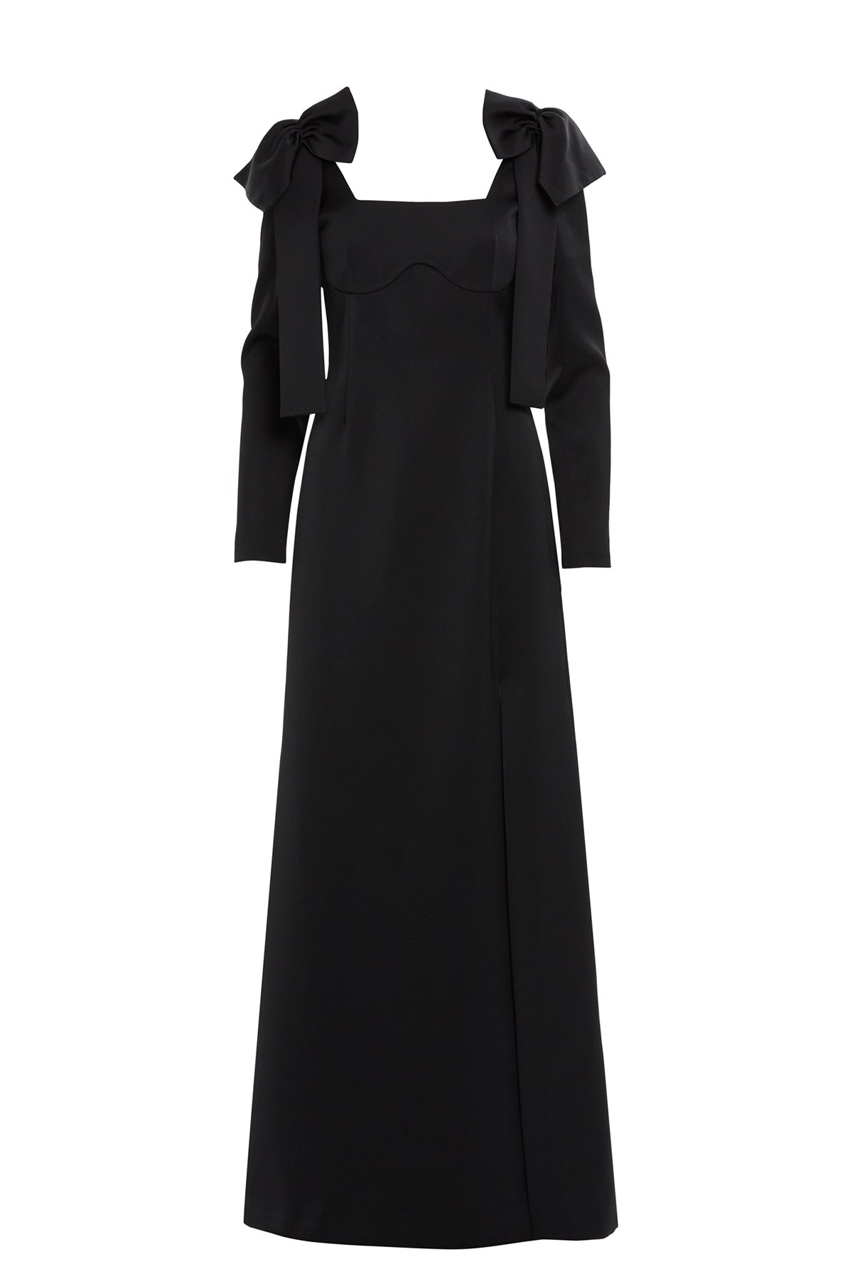 Omuz Üstü Fiyonk Detaylı Astarlı Uzun Elbise