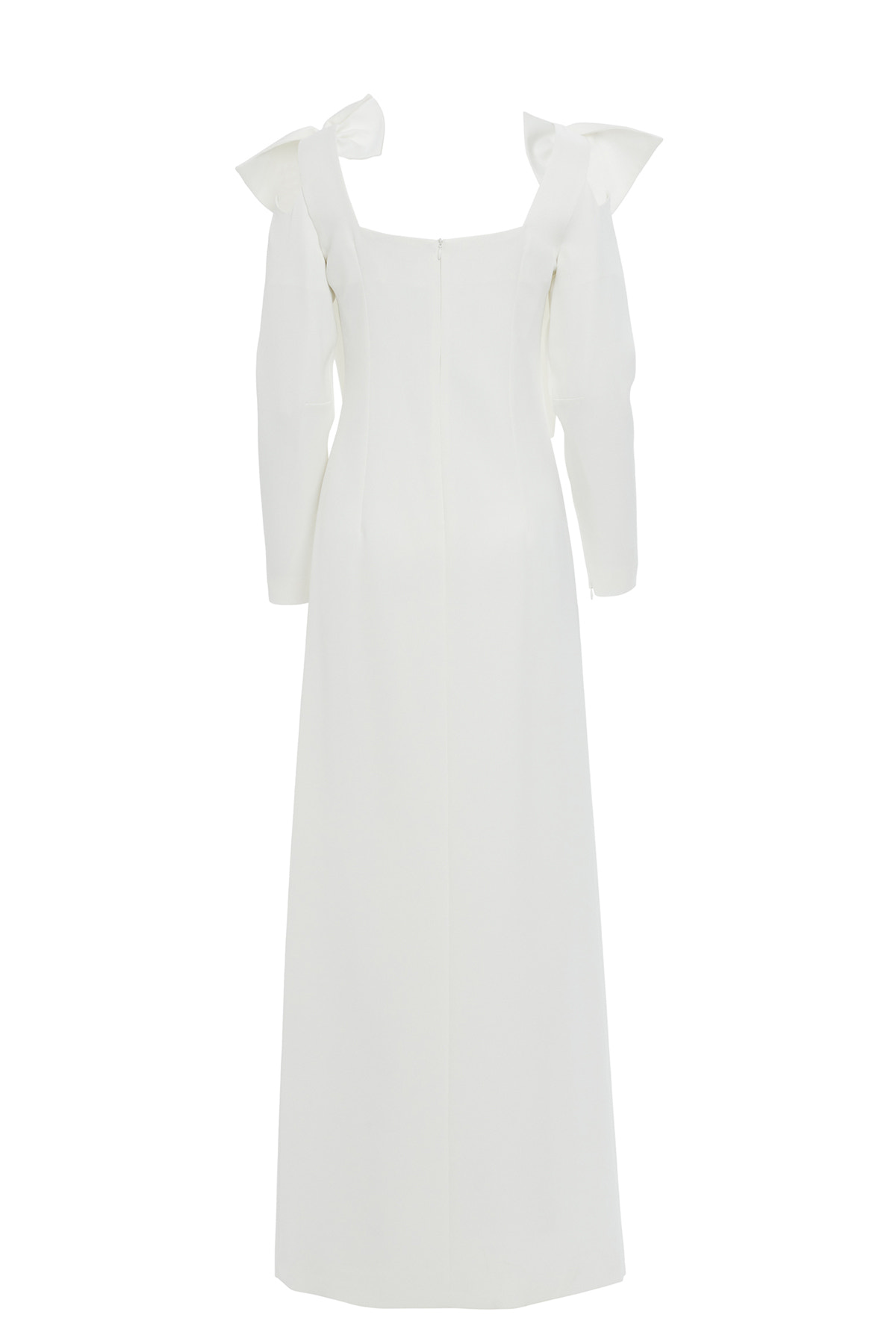 Omuz Üstü Fiyonk Detaylı Astarlı Uzun Elbise