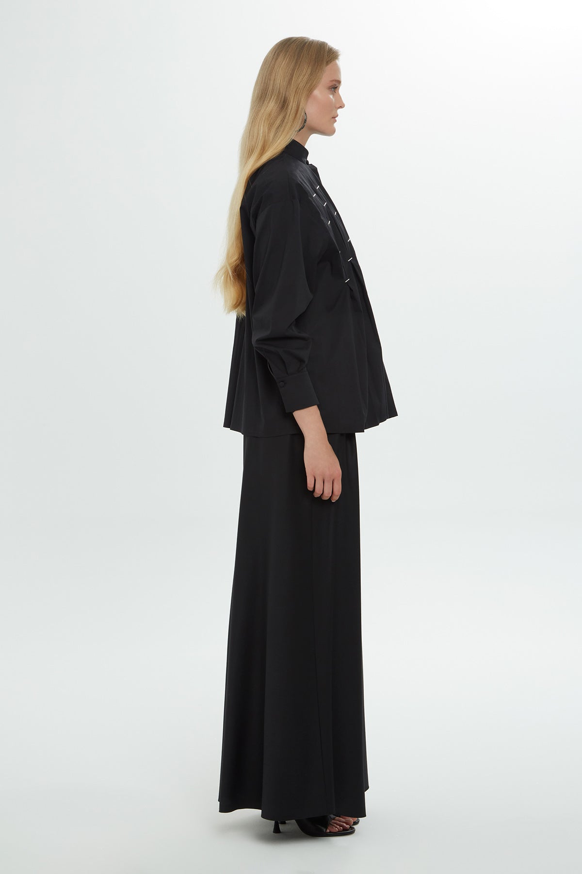 Gömlek Yakalı Pili Katlamalı Gömlek