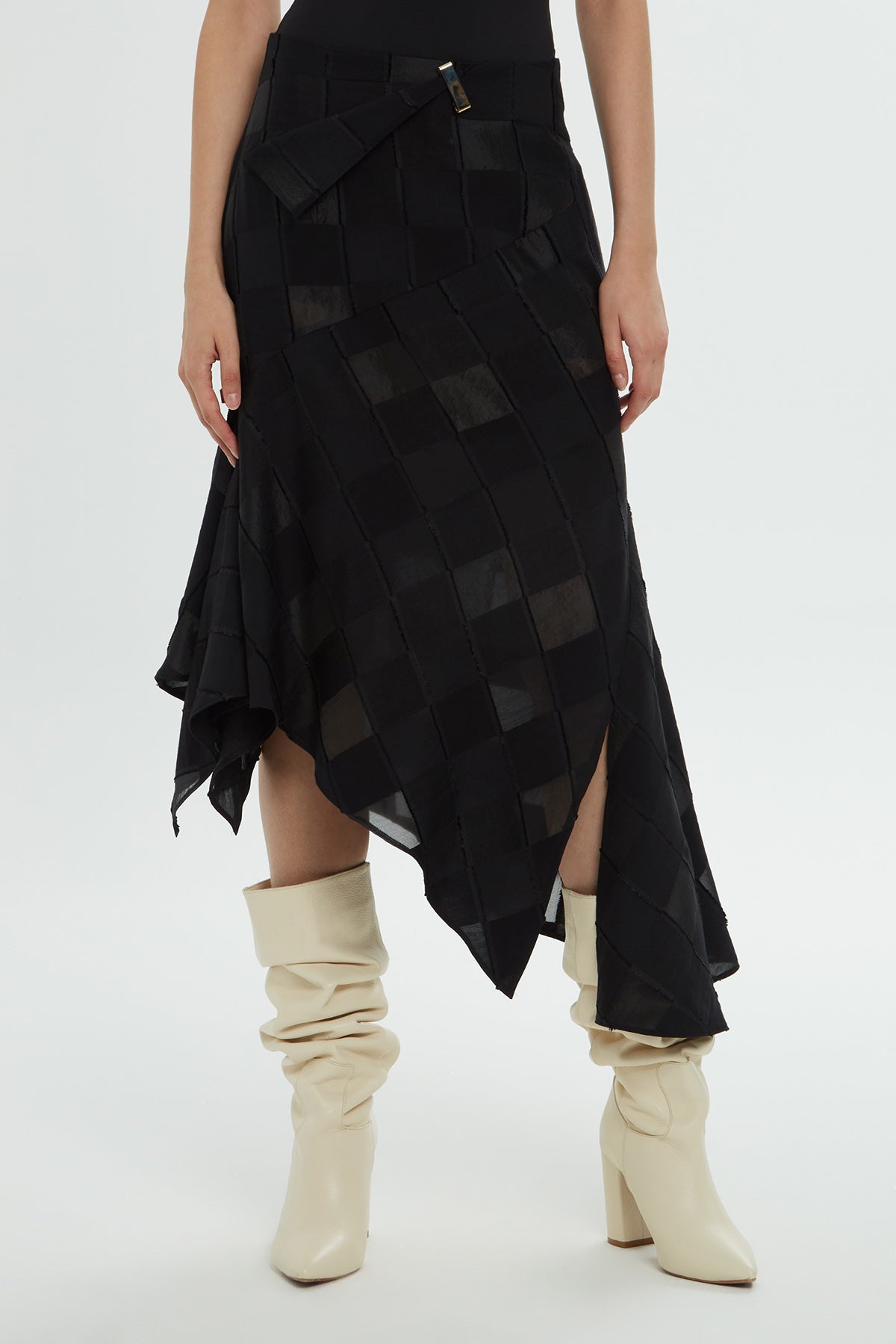 Asimetrik Kesim Midi Boy Etek