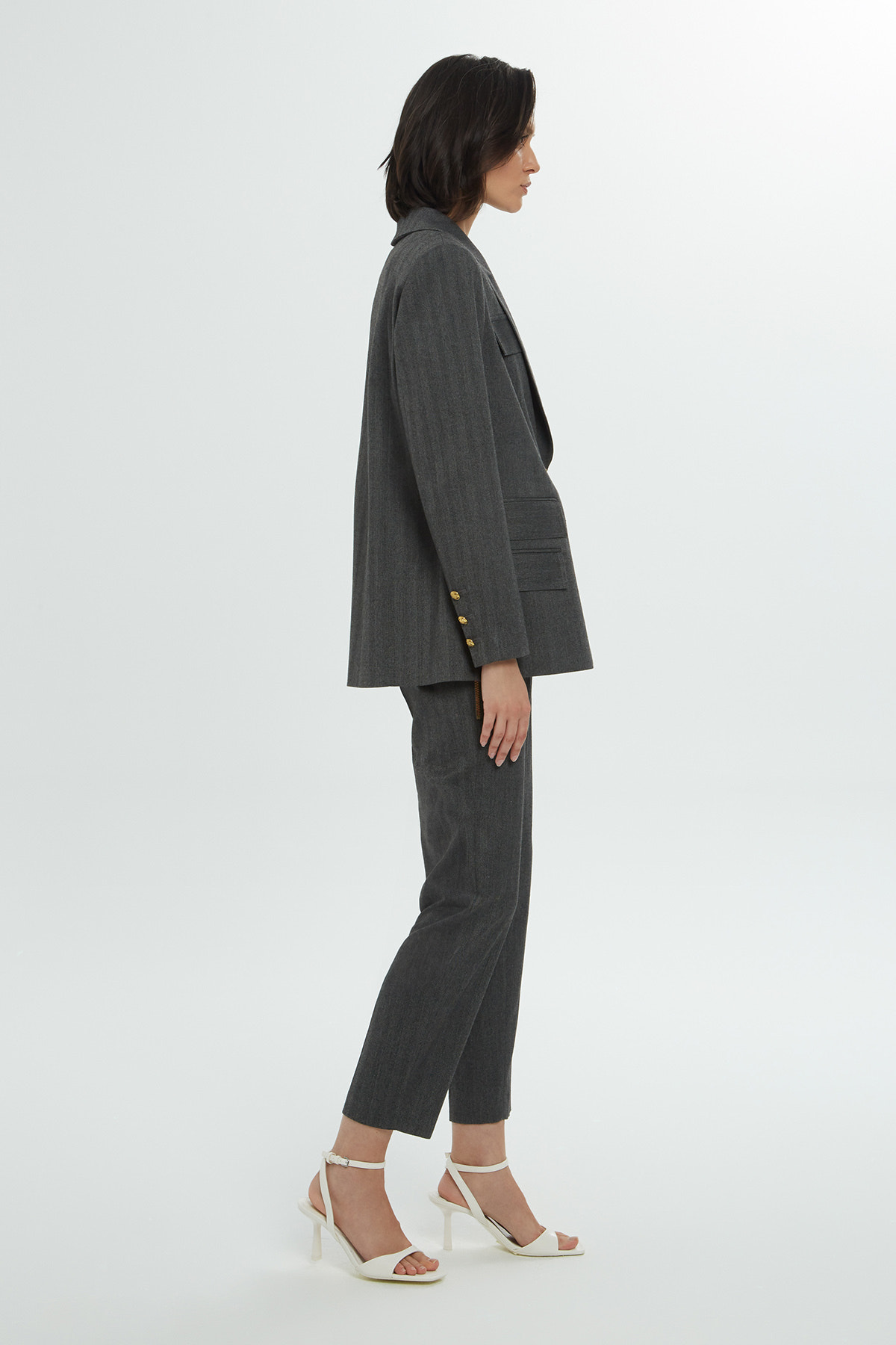 Düğme Detaylı Kruvaze Ceket