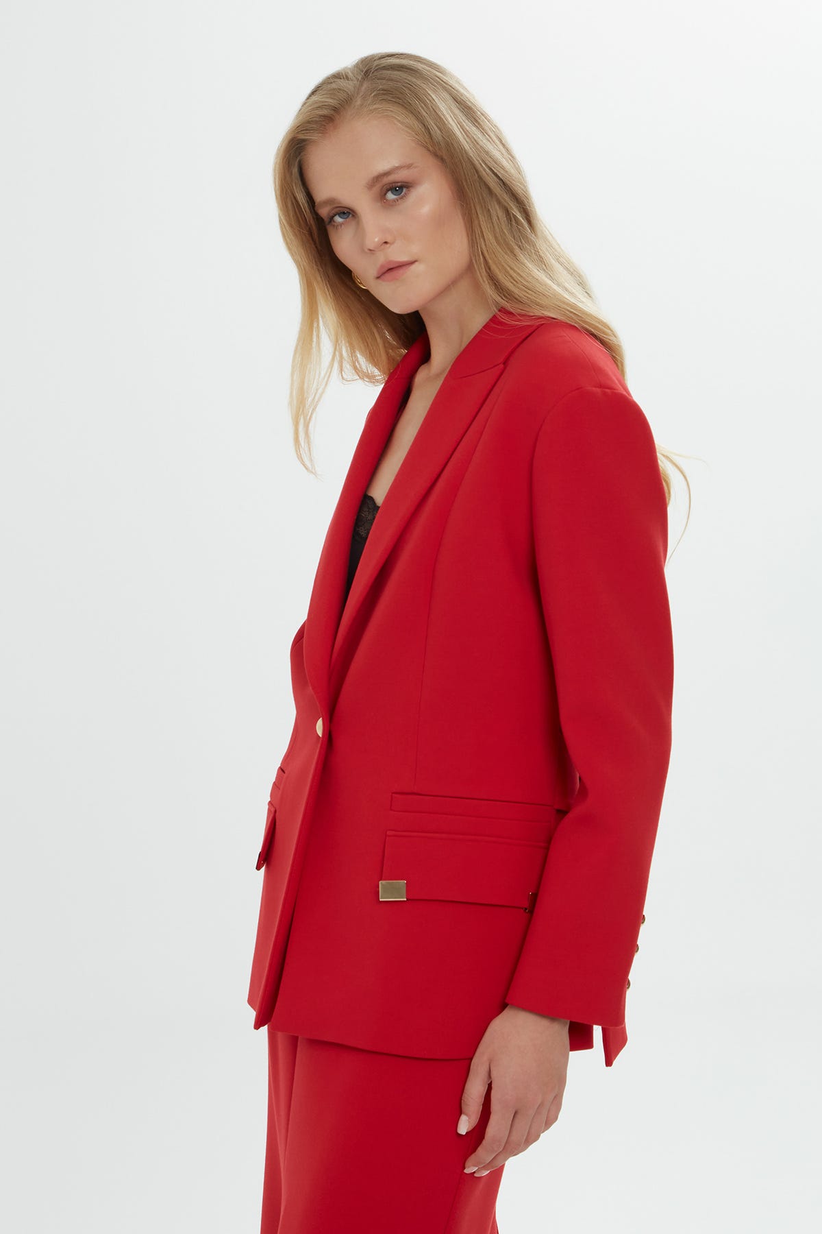 Kruvaze Kapamalı Kemerli Ceket