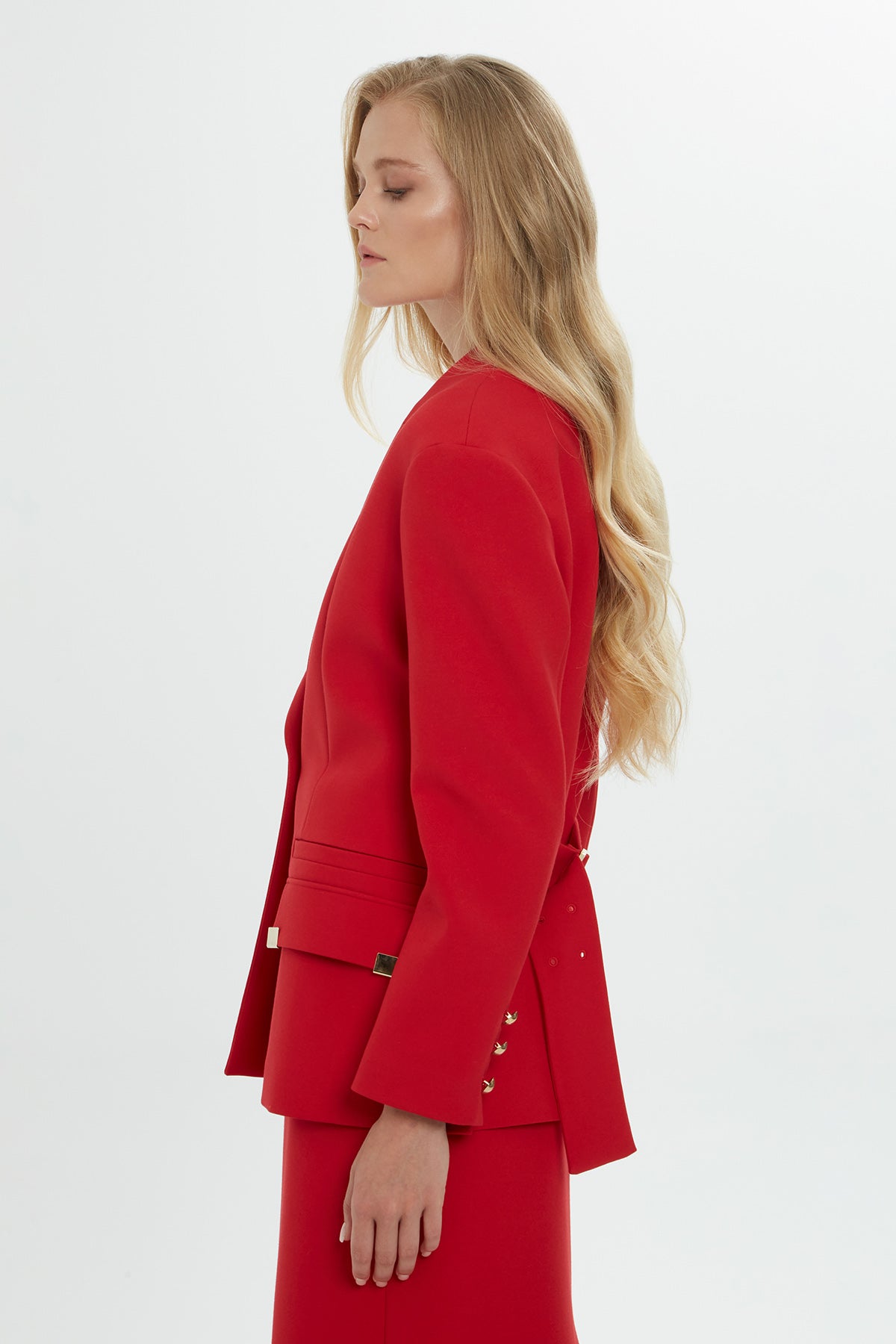 Kruvaze Kapamalı Kemerli Ceket