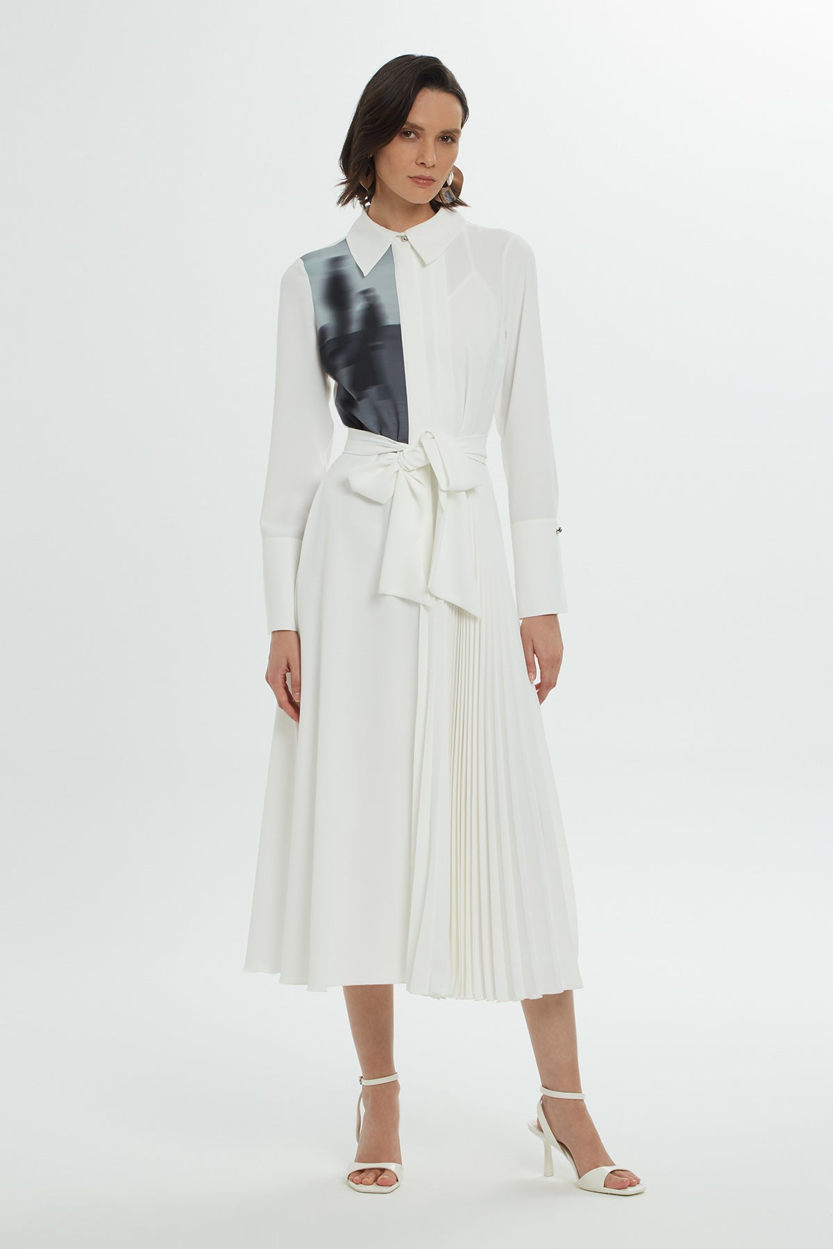 Gömlek Yaka Beli Kemerli Midi Boy Elbise