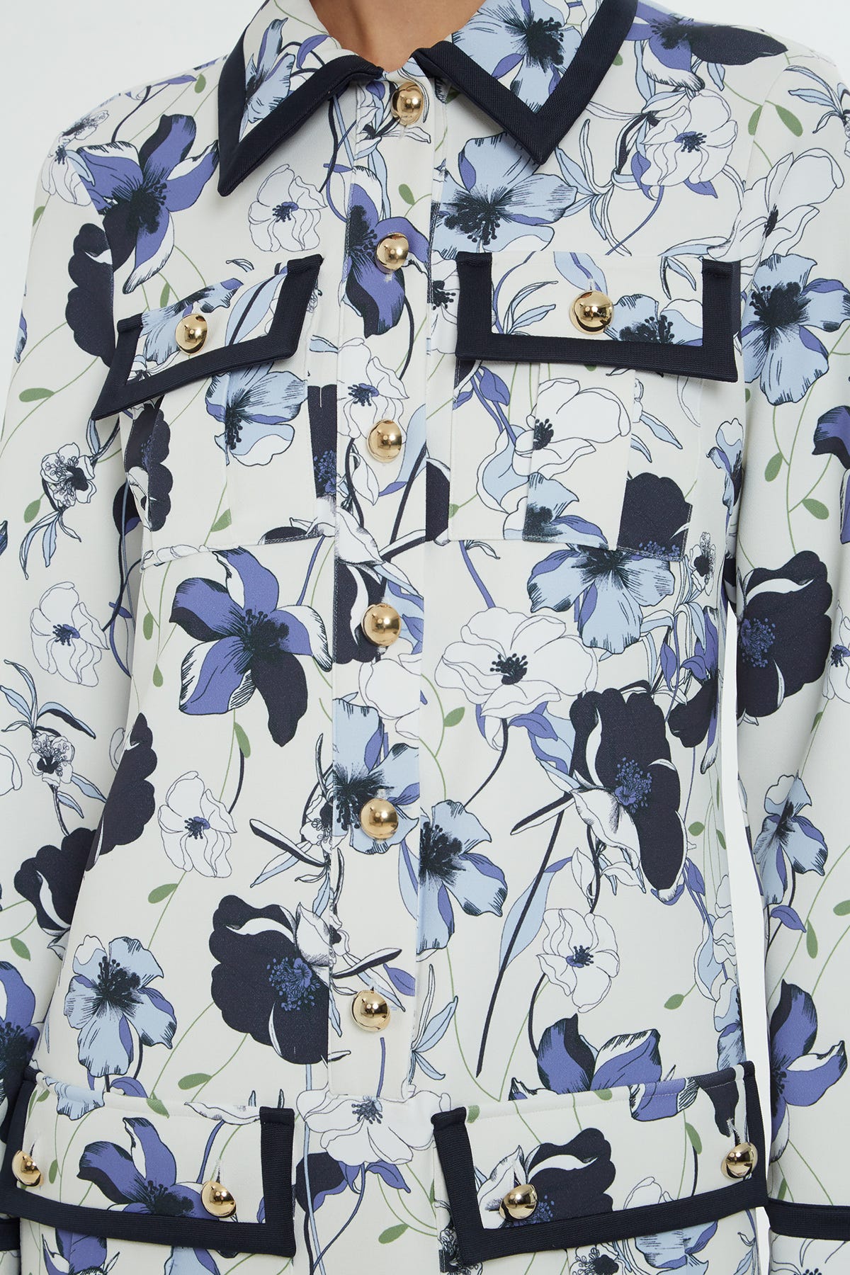 Düğme Detaylı Uzun Kollu Desenli Mini Elbise