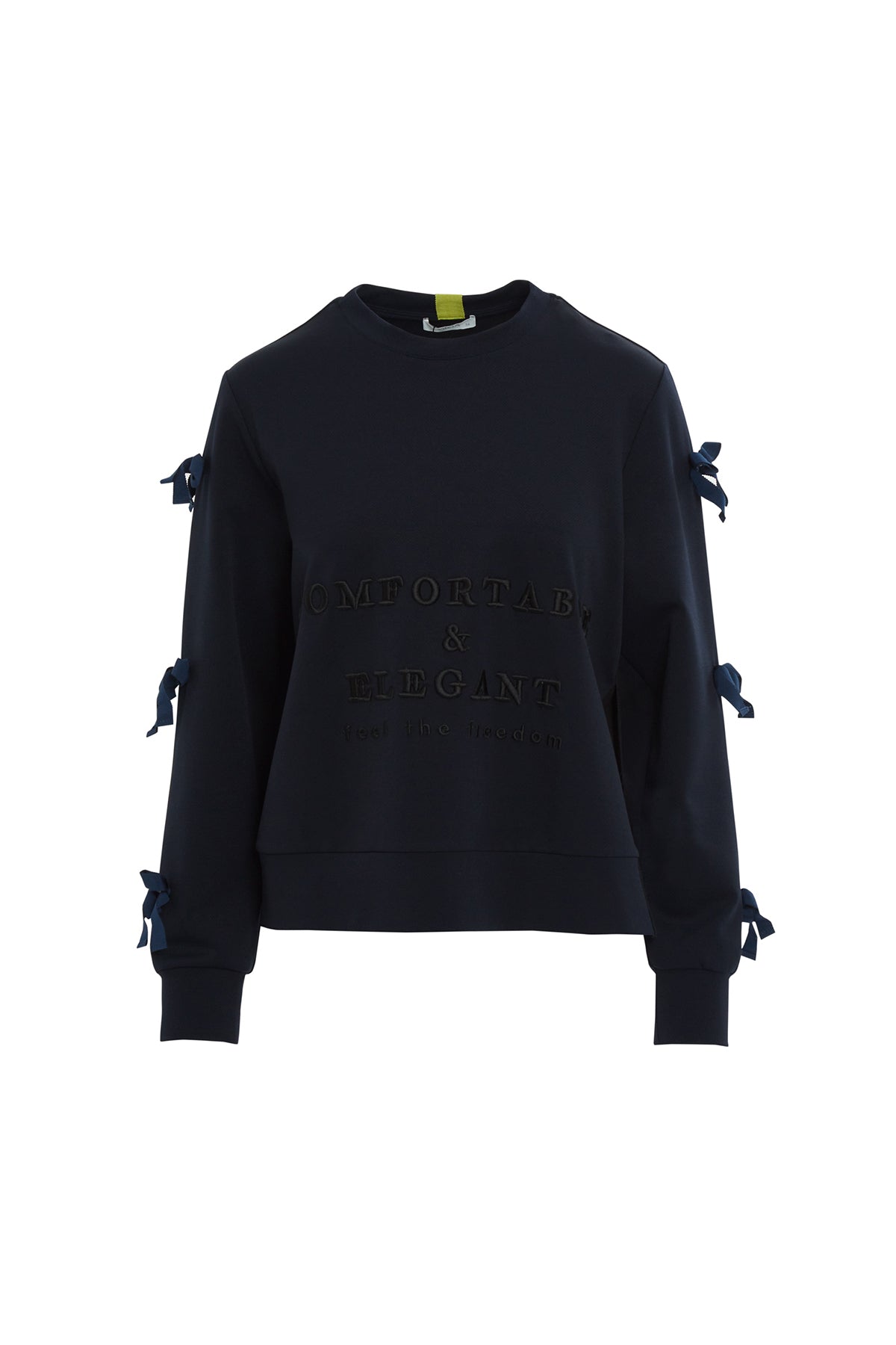 Kurdele Detaylı Yazı Baskılı Sweatshirt