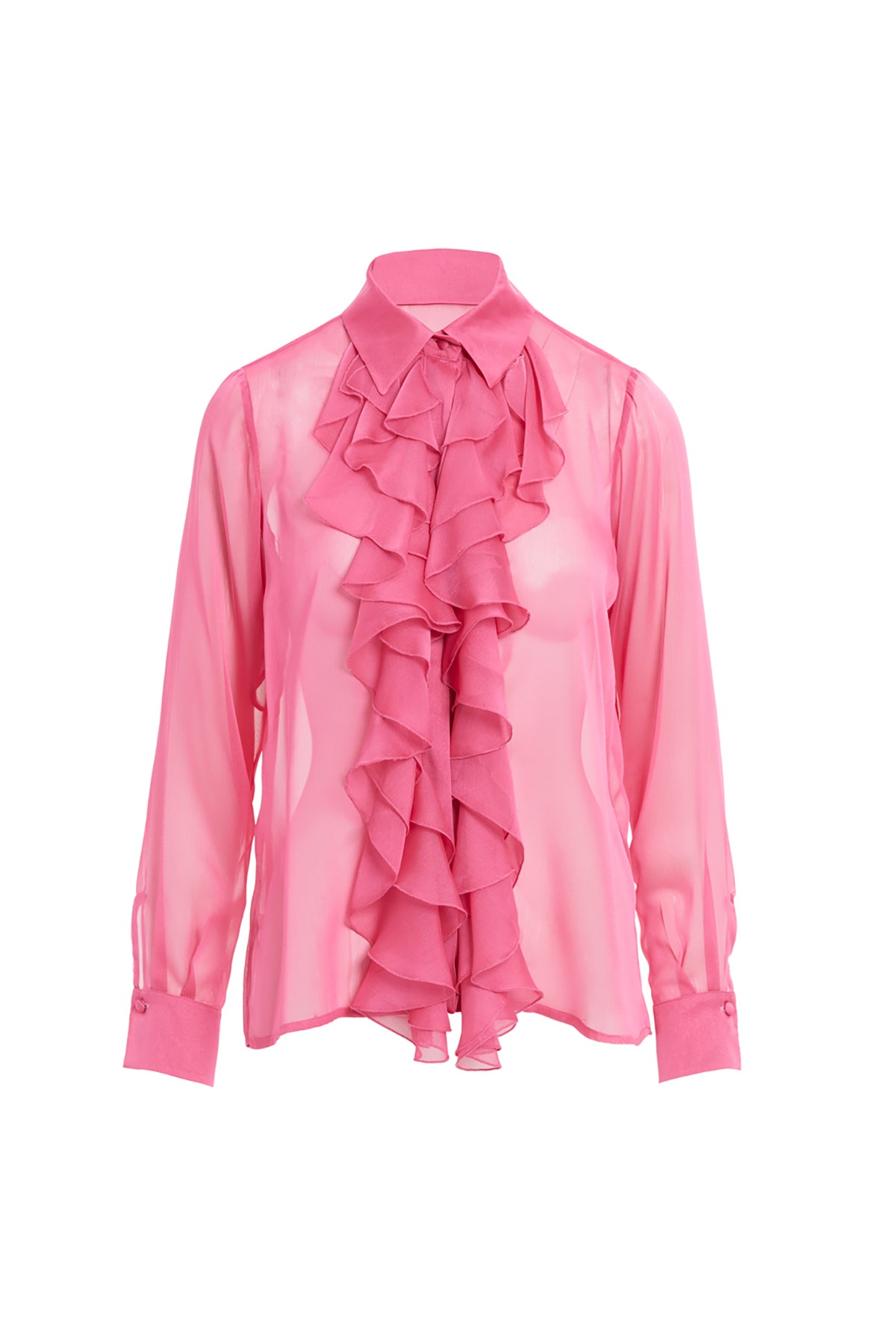 Önü Fırfırlı Transparan Gömlek