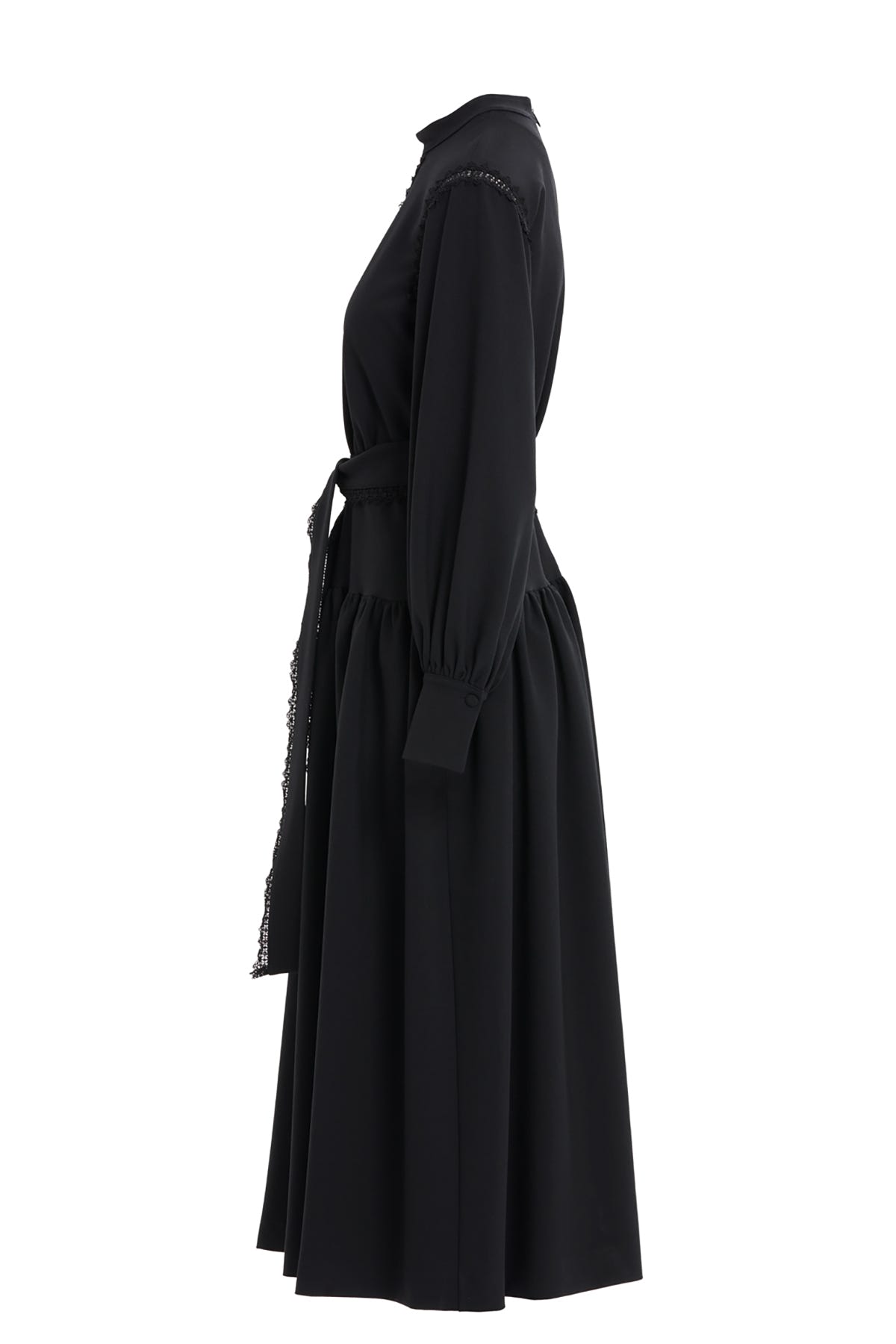 Dantel Şerit Detaylı İç Elbiseli Maxi Elbise