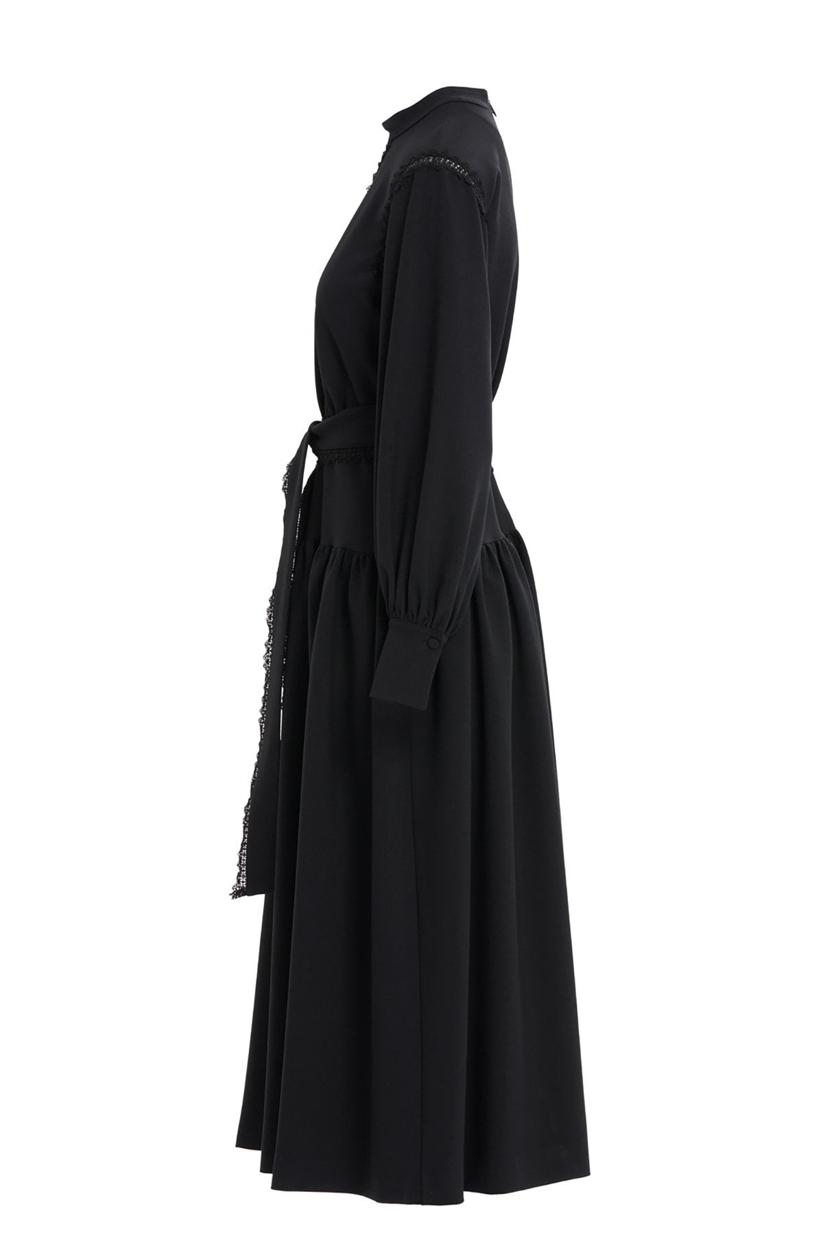 Dantel Şerit Detaylı İç Elbiseli Maxi Elbise