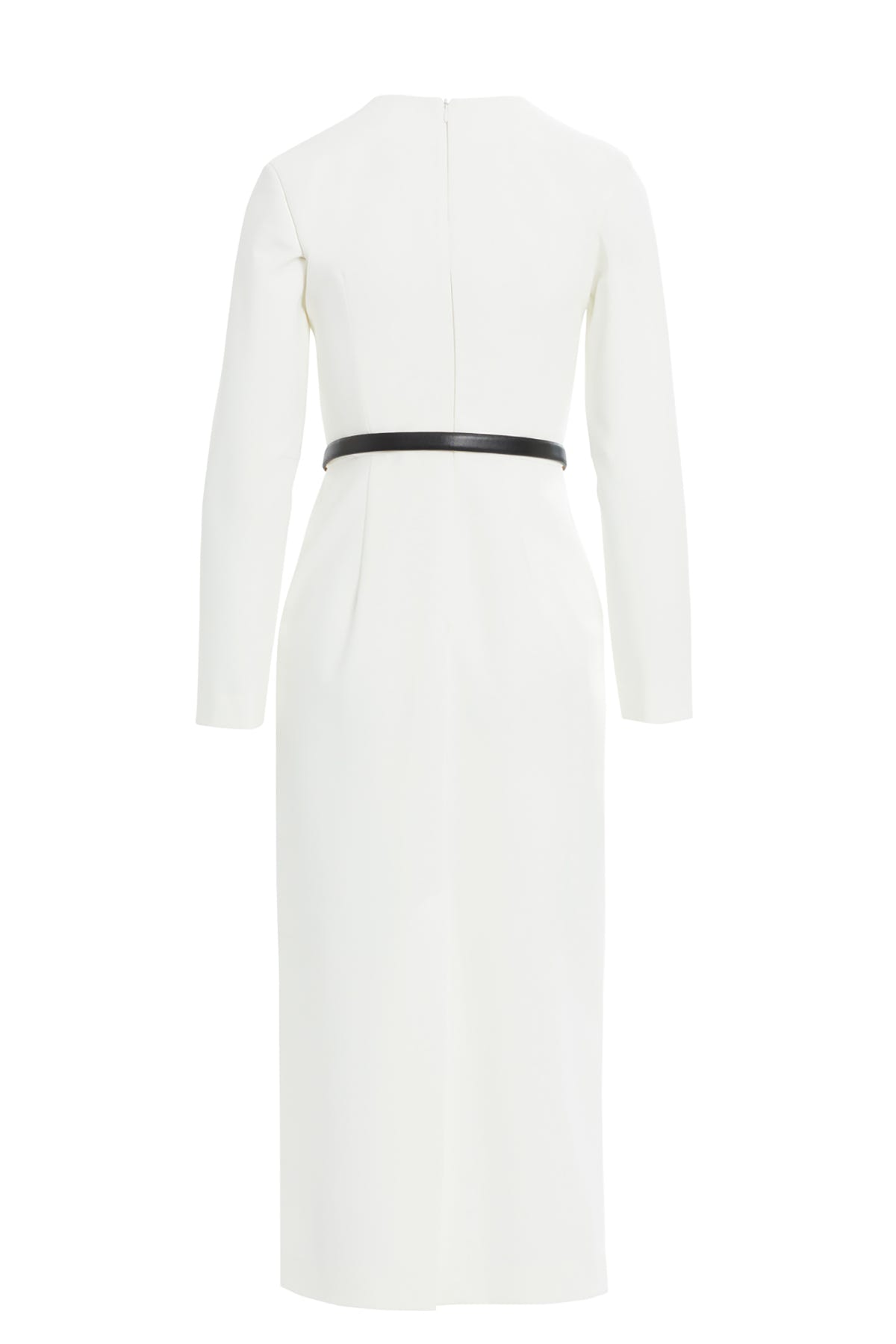 Kemerli V Yaka Midi Kalem Elbise