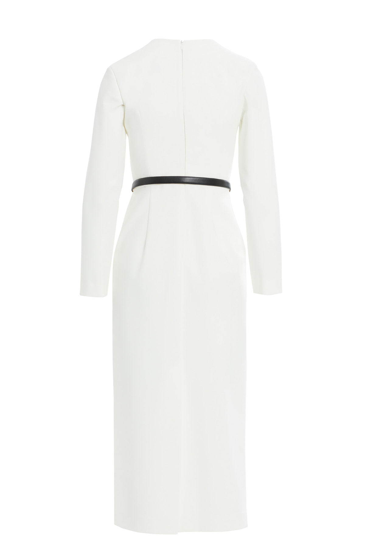 Kemerli V Yaka Midi Kalem Elbise